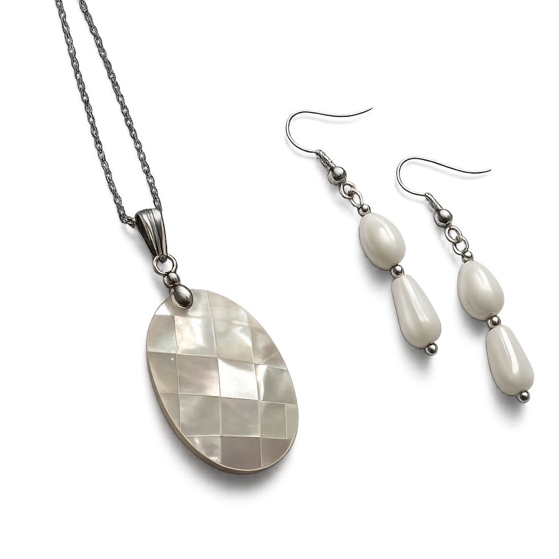 Set bijuterii cu sidef alb - 210800 - bijuterii - seturi de bijuterii - Artynos.ro