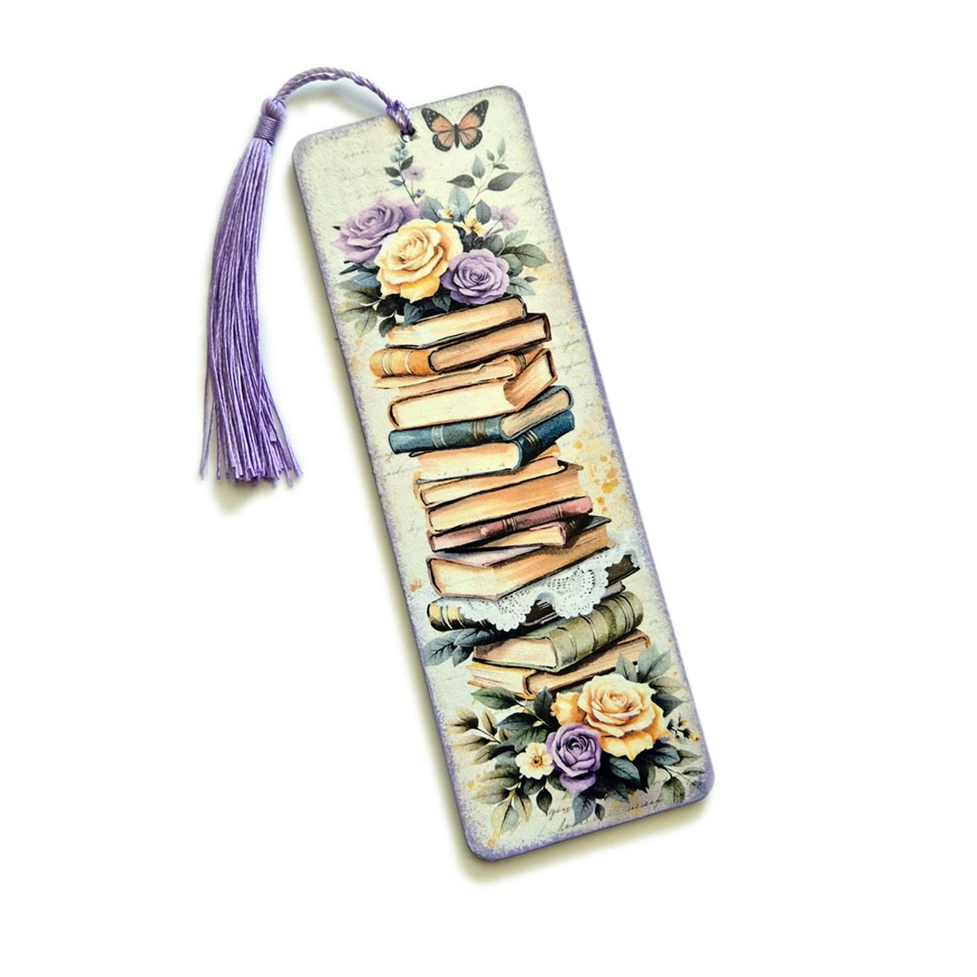 Semn de carte lemn carti si flori - 102926 - cărți și creații cu tematică muzicală, cadouri - semn de carte - Artynos.ro