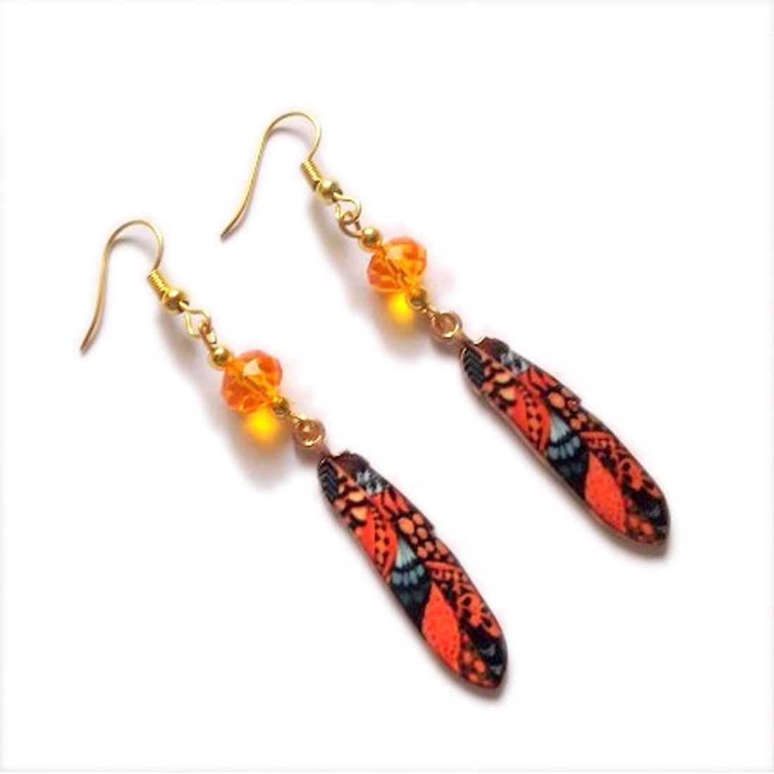 Cercei pene 46972 - bijuterii - cercei - cercei cu figurine - Artynos.ro