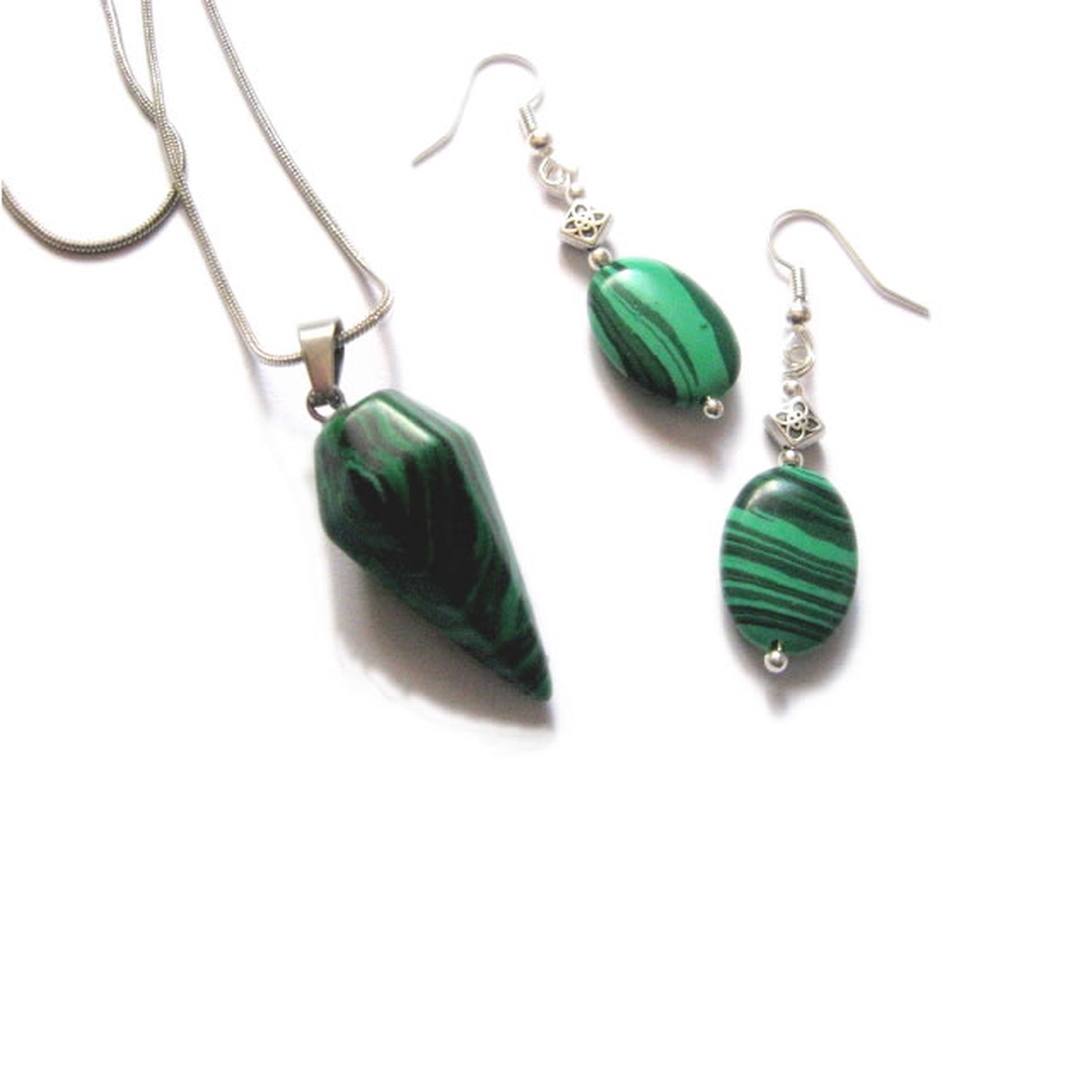 Set de bijuterii cu malachit - 154200 - bijuterii - seturi de bijuterii - Artynos.ro