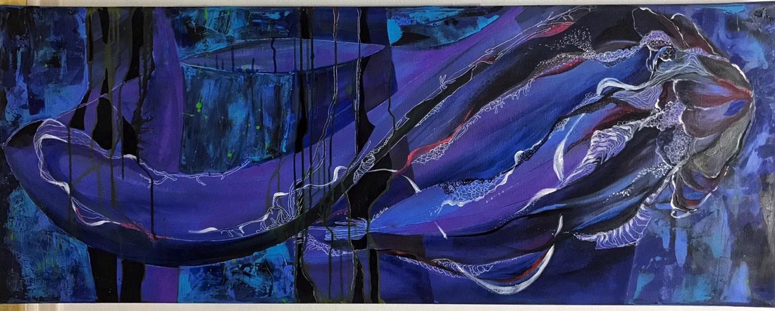 Tablou Meduze II � 60x120 cm, canvas, tehnica mixta � Dorothea Cailean - casă & stil de viață - decorațiuni de casă - decorațiuni de pereți - decorațiuni suspendate - Artynos.ro