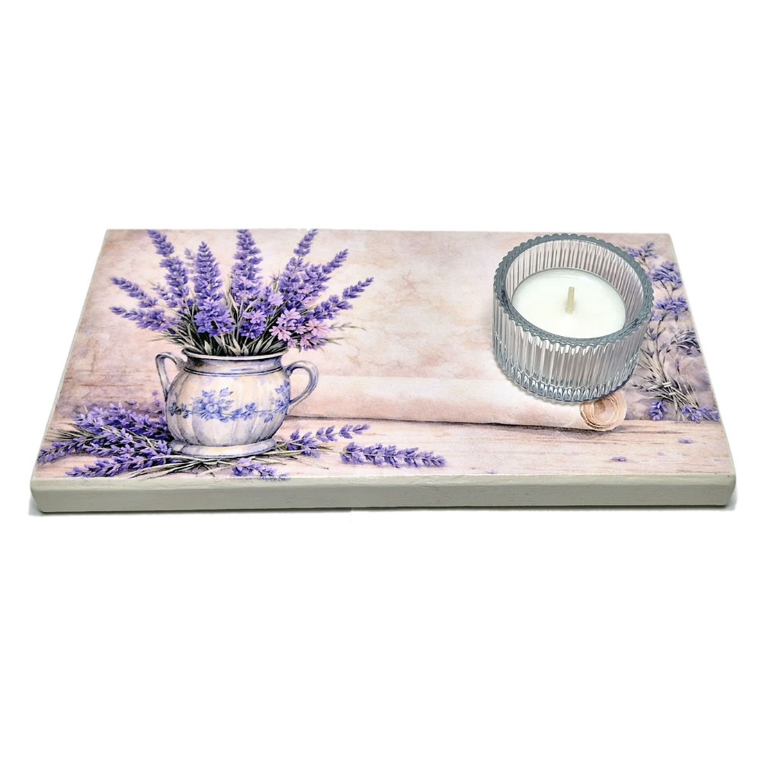 Suport lumanare din lemn - lavanda - 090246 - casă & stil de viață - lumânări, parfumuri, arome - suport de lumânări - Artynos.ro