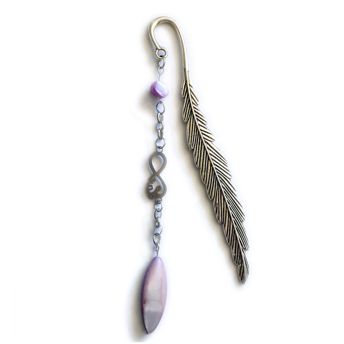 Semn de carte metalic cu accesorii inox si sidef � infinit � 084643 - cărți și creații cu tematică muzicală, cadouri - semn de carte - Artynos.ro