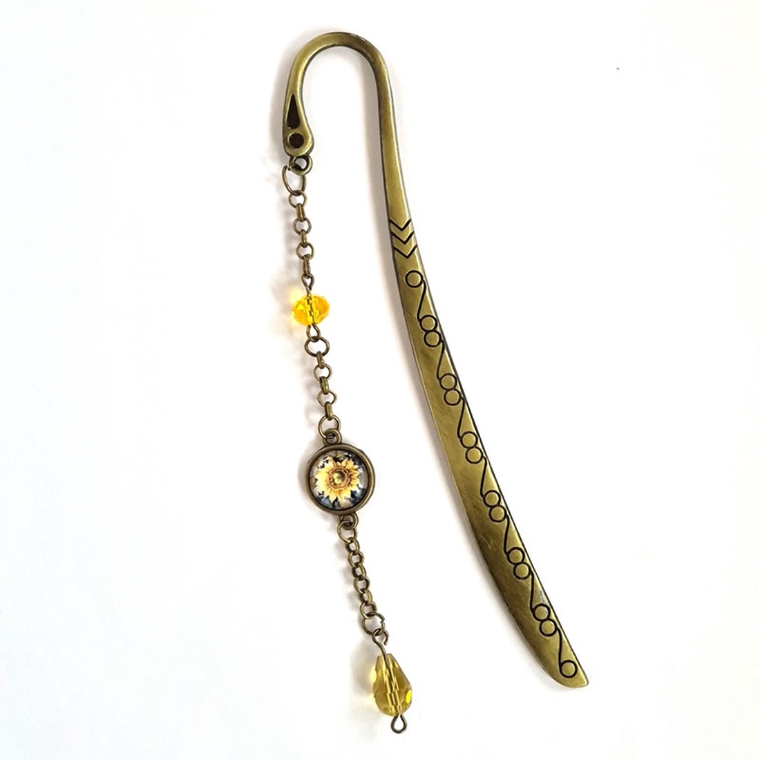 Semn de carte metalic bronz cu floarea soarelui 130712 - cărți și creații cu tematică muzicală, cadouri - semn de carte - Artynos.ro