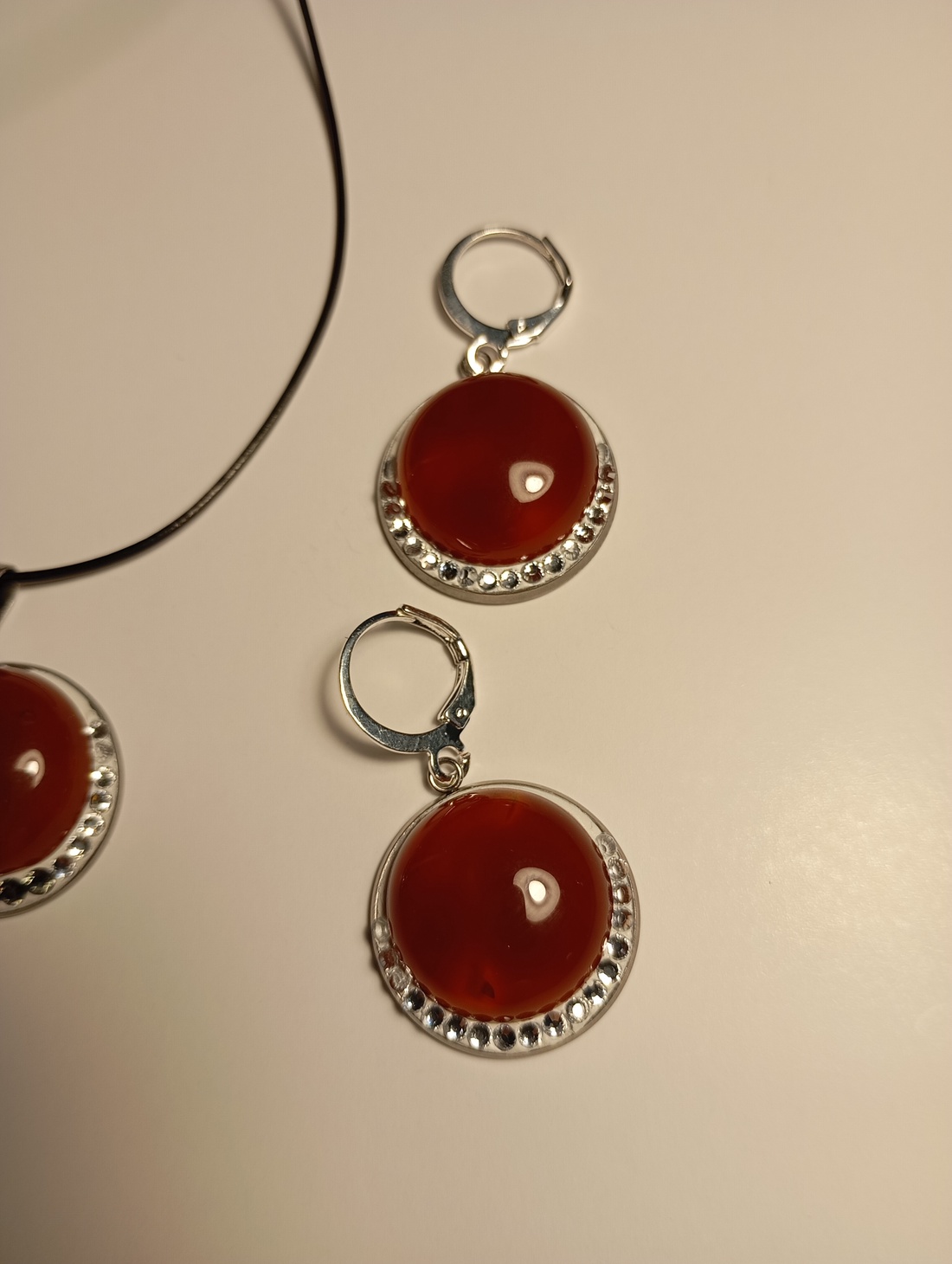 Set bijuterii cu Cerneol 2 cm si cristale Swarovski 1,2 mm - bijuterii - seturi de bijuterii - Artynos.ro