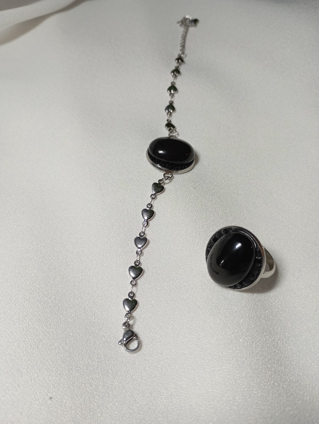 Set bratara si inel cu Onix si Swarovski - bijuterii - seturi de bijuterii - Artynos.ro