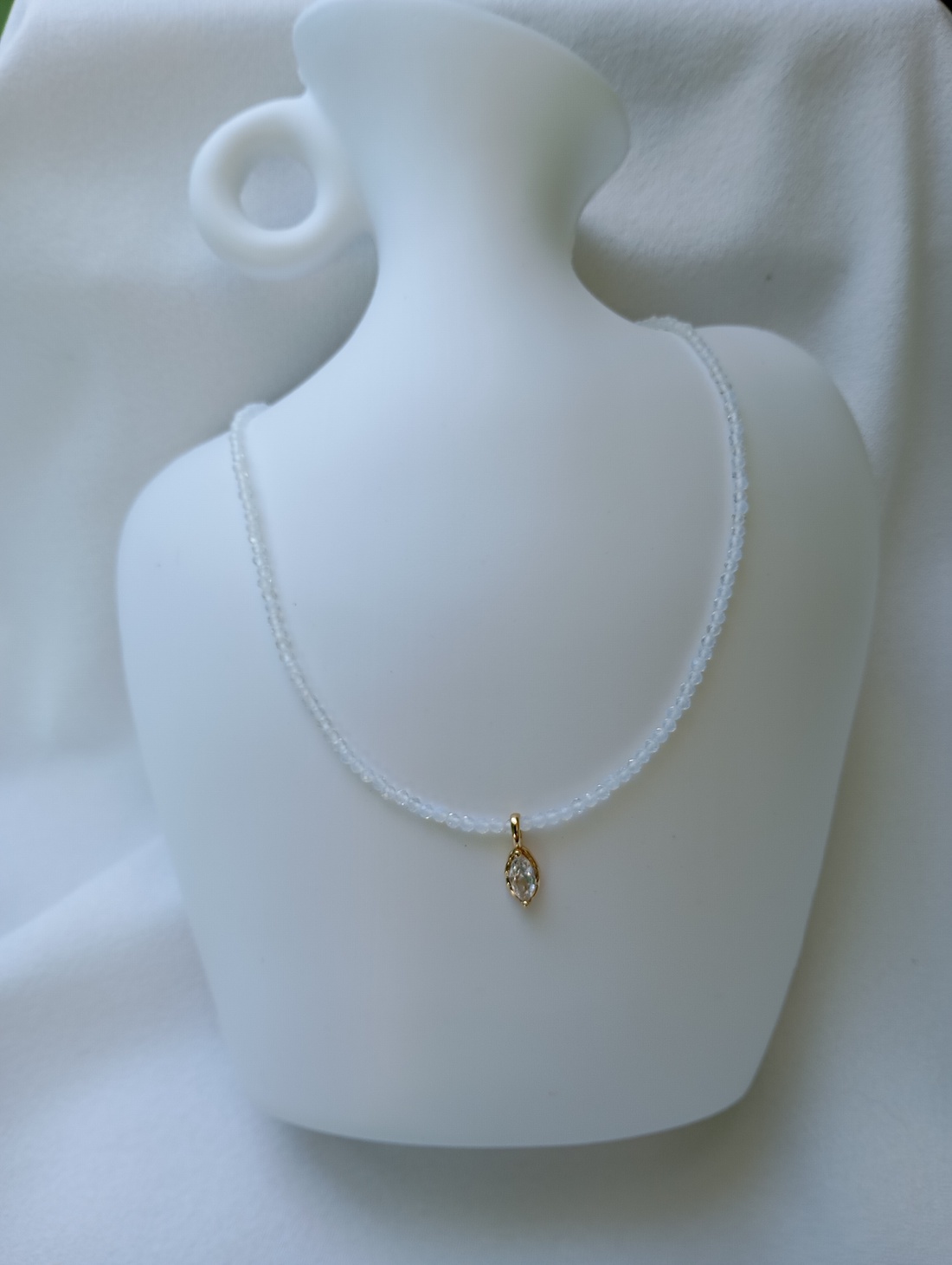 Colier cubic zirconiu alb si pandantiv rhinestone Crystal - bijuterii - coliere - coliere cu pandative - Artynos.ro