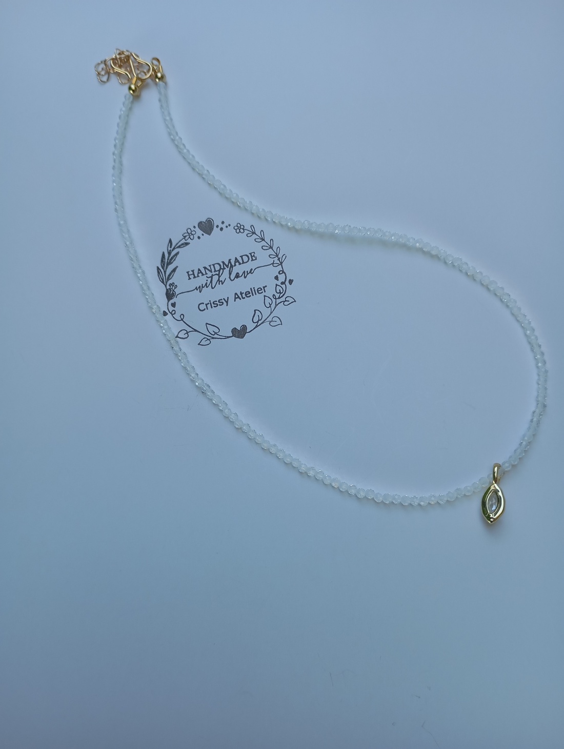 Colier cubic zirconiu alb si pandantiv rhinestone Crystal - bijuterii - coliere - coliere cu pandative - Artynos.ro