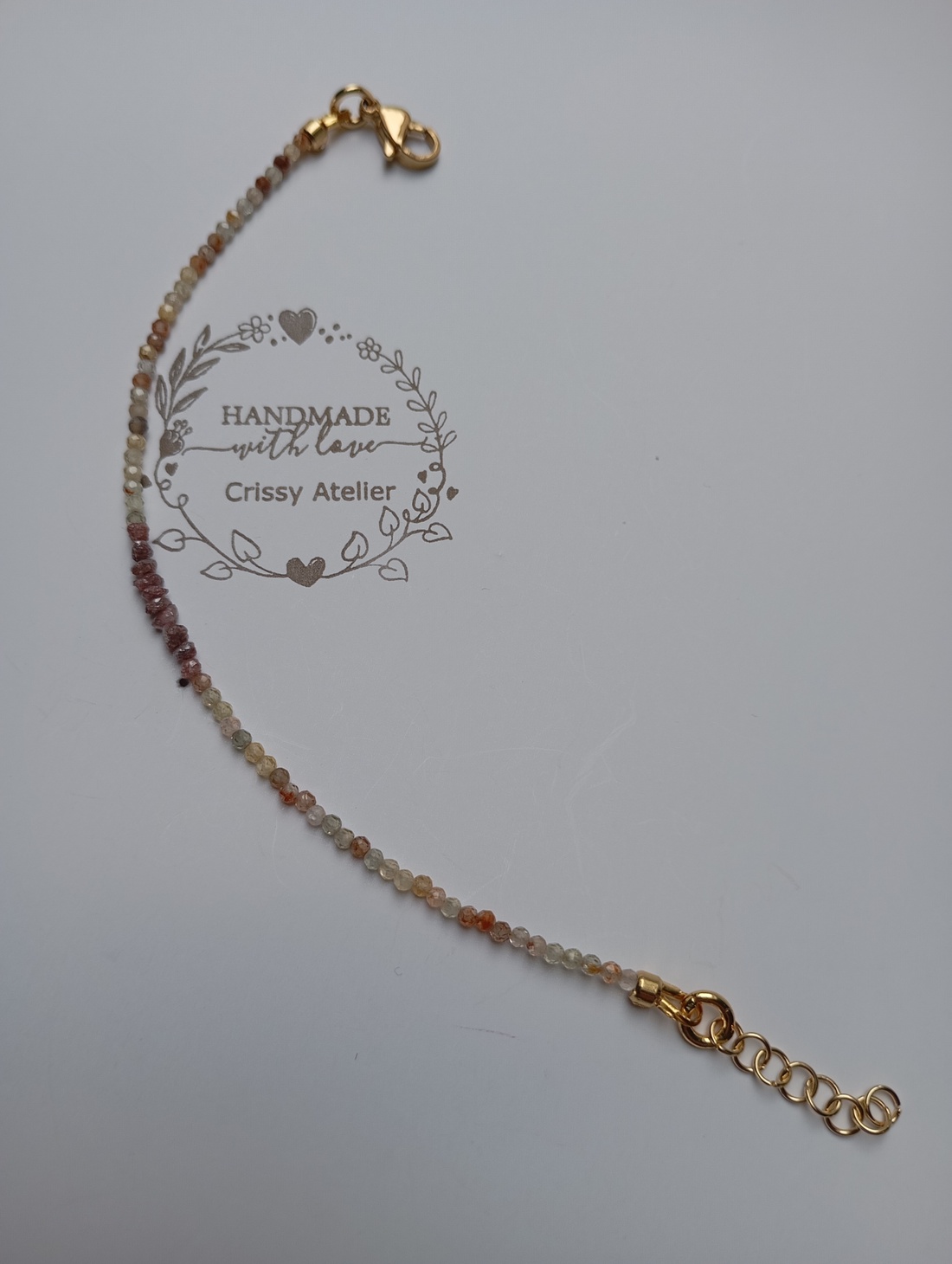 Bratara cu margele diamant brut 2mm si zirconiu sampanie - bijuterii - brățări - brățări din pietre semiprețioase - Artynos.ro