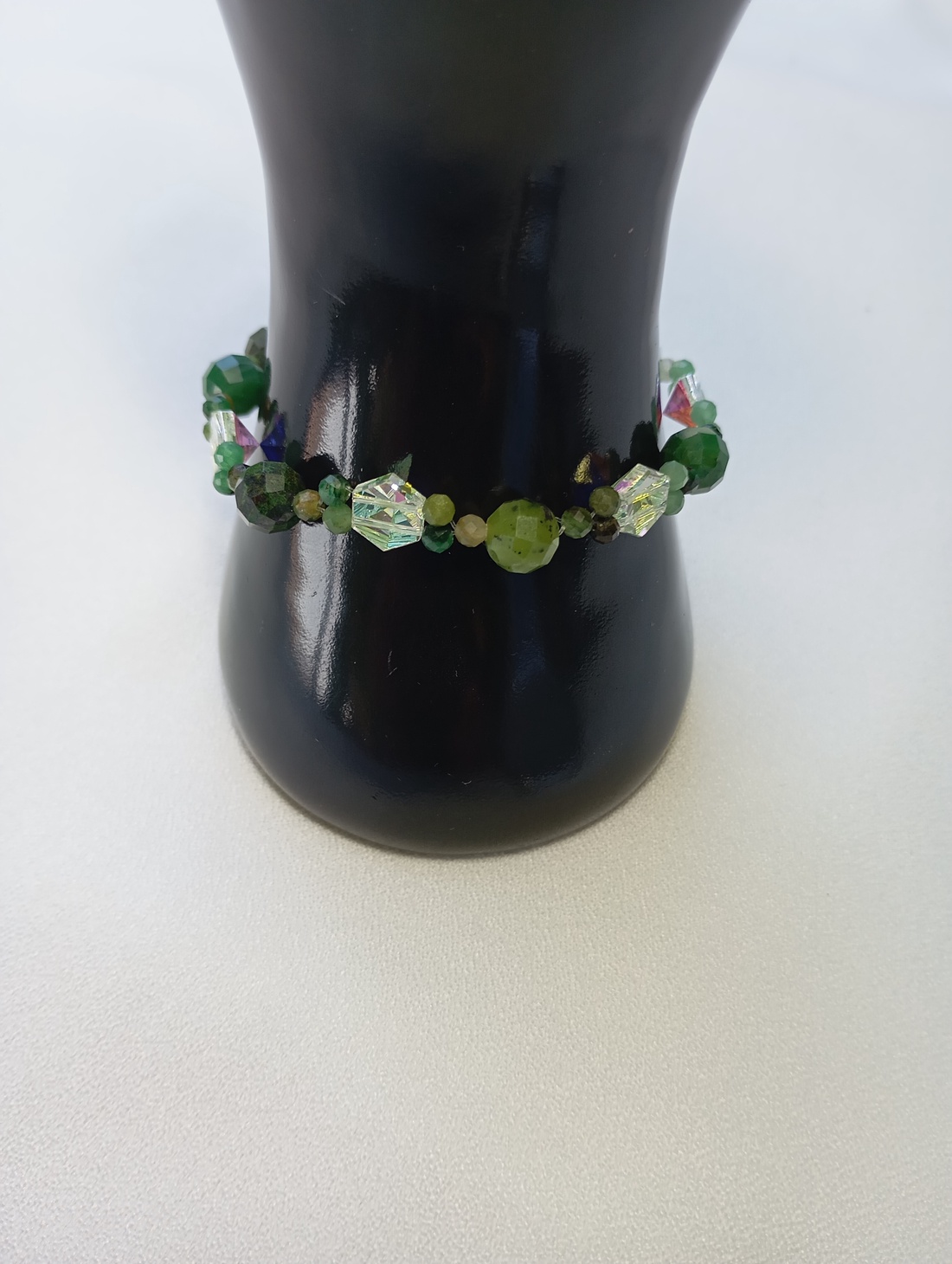 Bratara cu margele Smarald si Swarovski - bijuterii - brățări - brățări din pietre semiprețioase - Artynos.ro