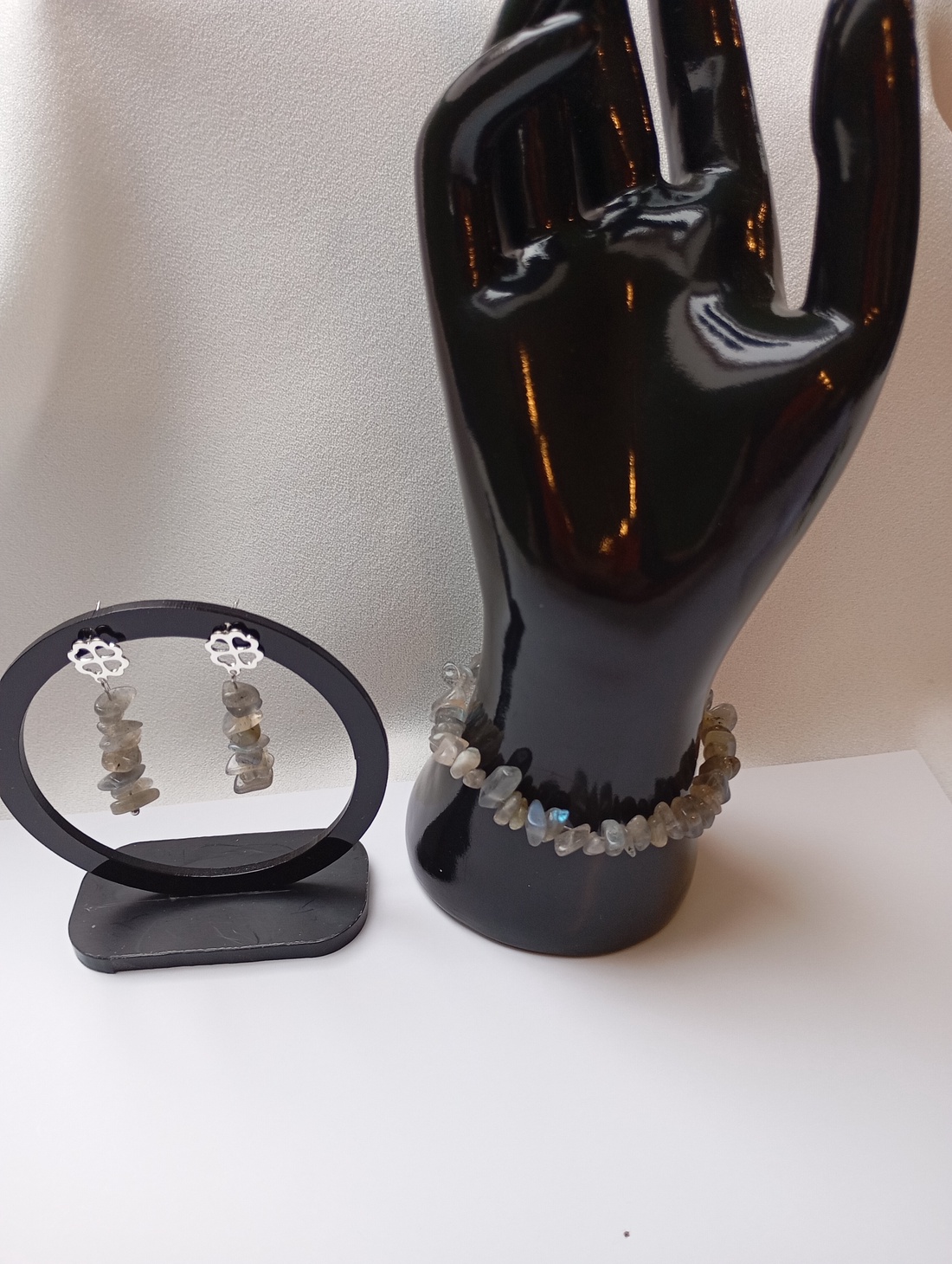 Set bujiterii Labradorit cu tortite placate cu argint 925 - bijuterii - seturi de bijuterii - Artynos.ro