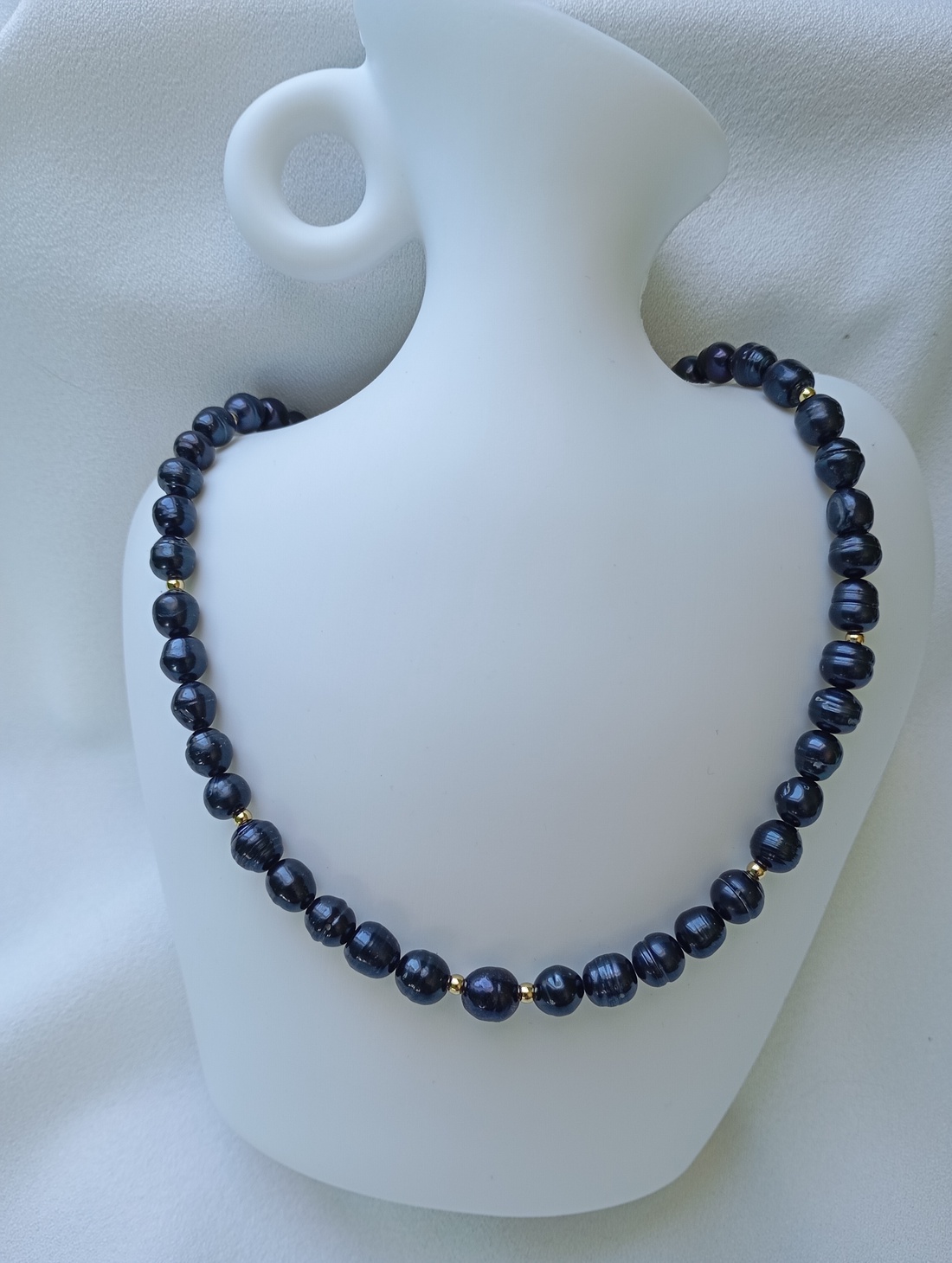 Colier cu Perle de cultura negru petrol 7 mm - bijuterii - coliere - coliere din perle - Artynos.ro