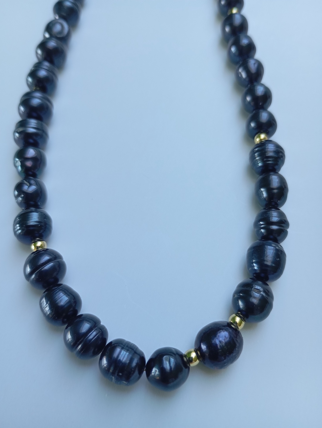 Colier cu Perle de cultura negru petrol 7 mm - bijuterii - coliere - coliere din perle - Artynos.ro