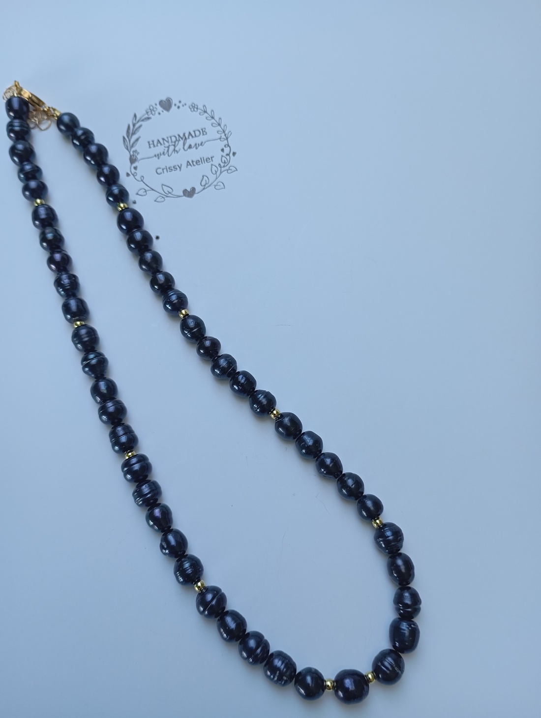 Colier cu Perle de cultura negru petrol 7 mm - bijuterii - coliere - coliere din perle - Artynos.ro