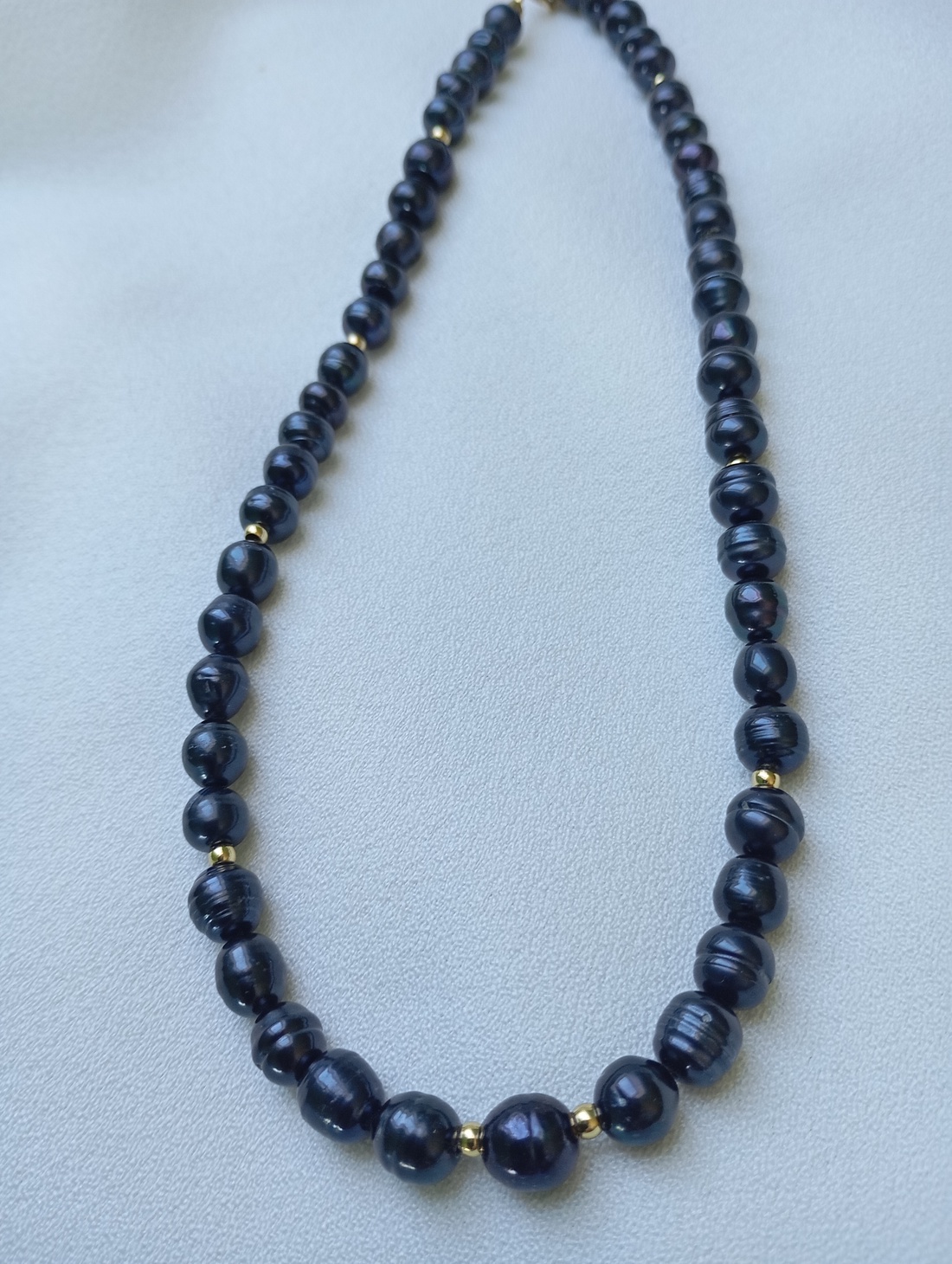 Colier cu Perle de cultura negru petrol 7 mm - bijuterii - coliere - coliere din perle - Artynos.ro