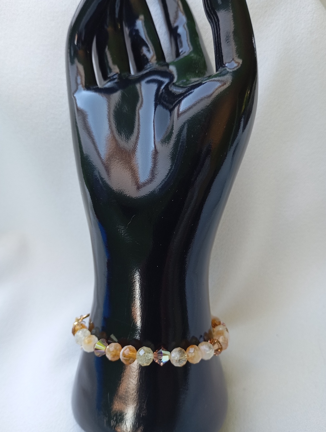 Bratara cu Citrin fatetat 6mm si cristale Preciosa - bijuterii - brățări - brățări din pietre semiprețioase - Artynos.ro