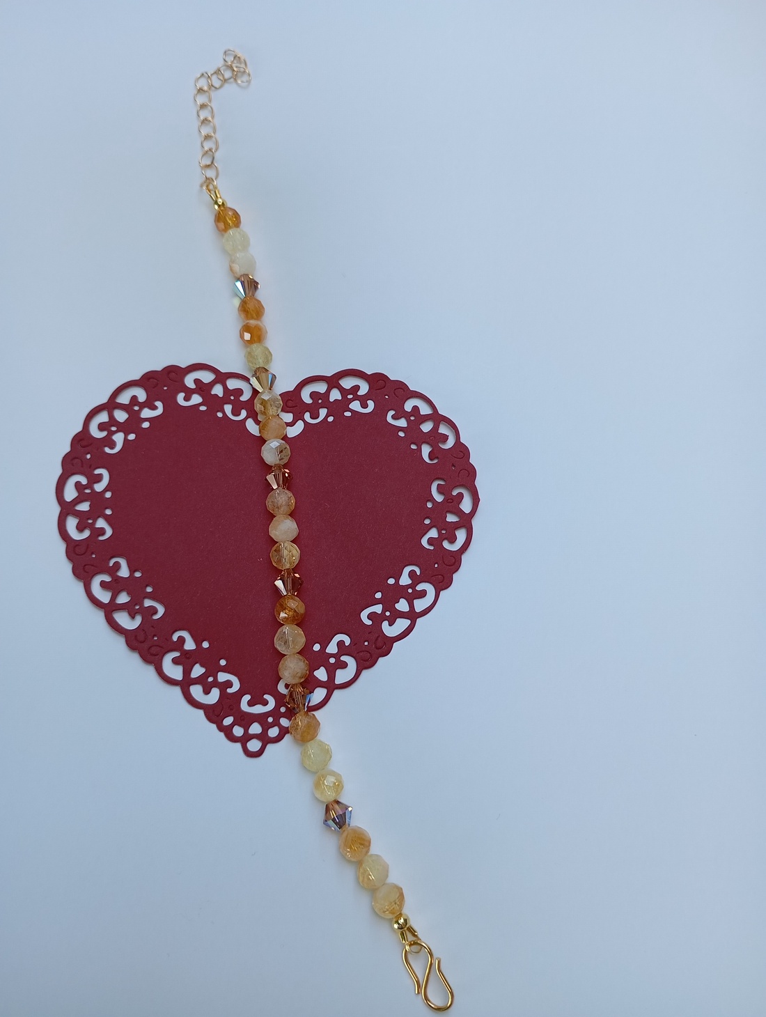 Bratara cu Citrin fatetat 6mm si cristale Preciosa - bijuterii - brățări - brățări din pietre semiprețioase - Artynos.ro