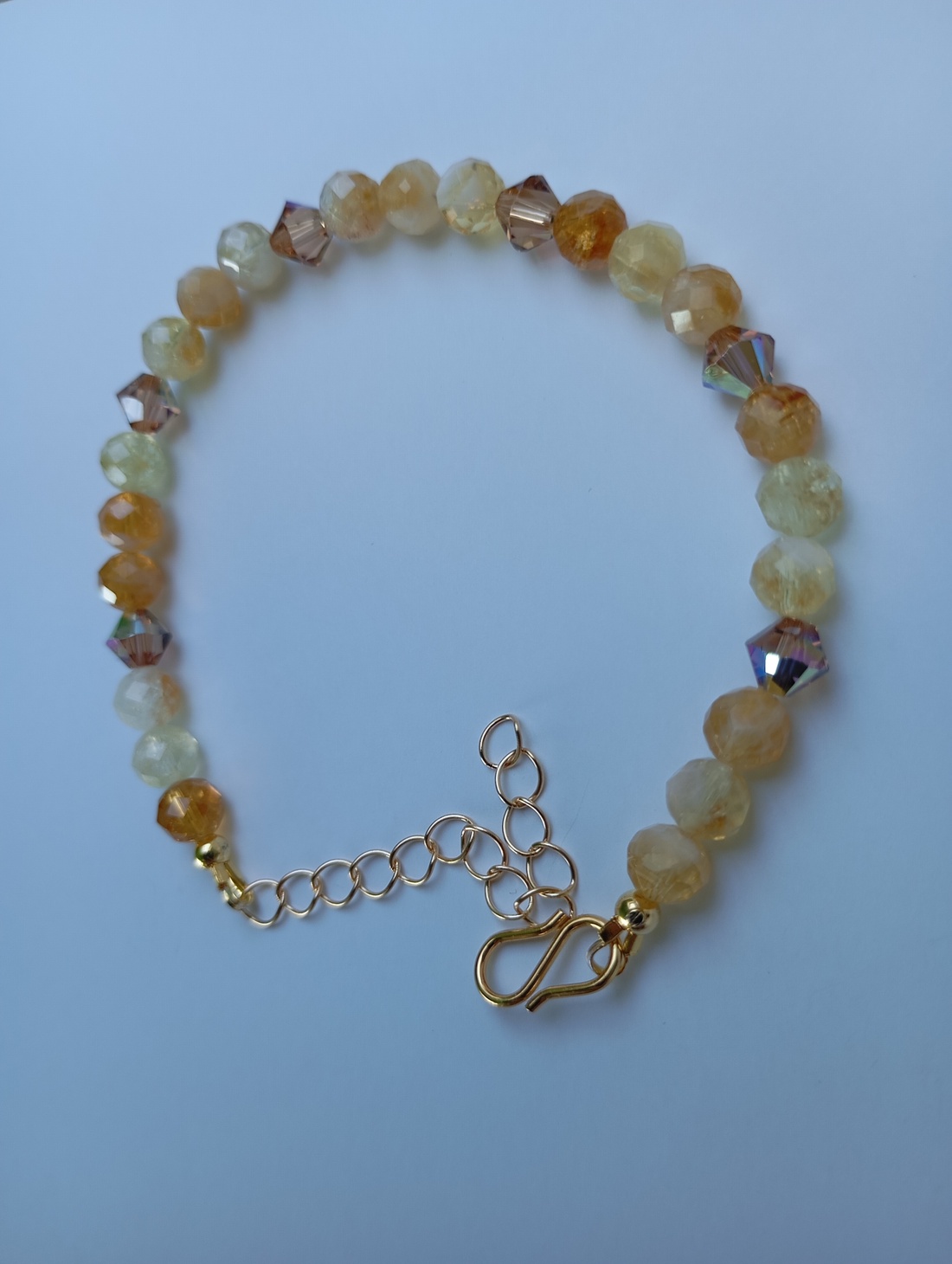 Bratara cu Citrin fatetat 6mm si cristale Preciosa - bijuterii - brățări - brățări din pietre semiprețioase - Artynos.ro