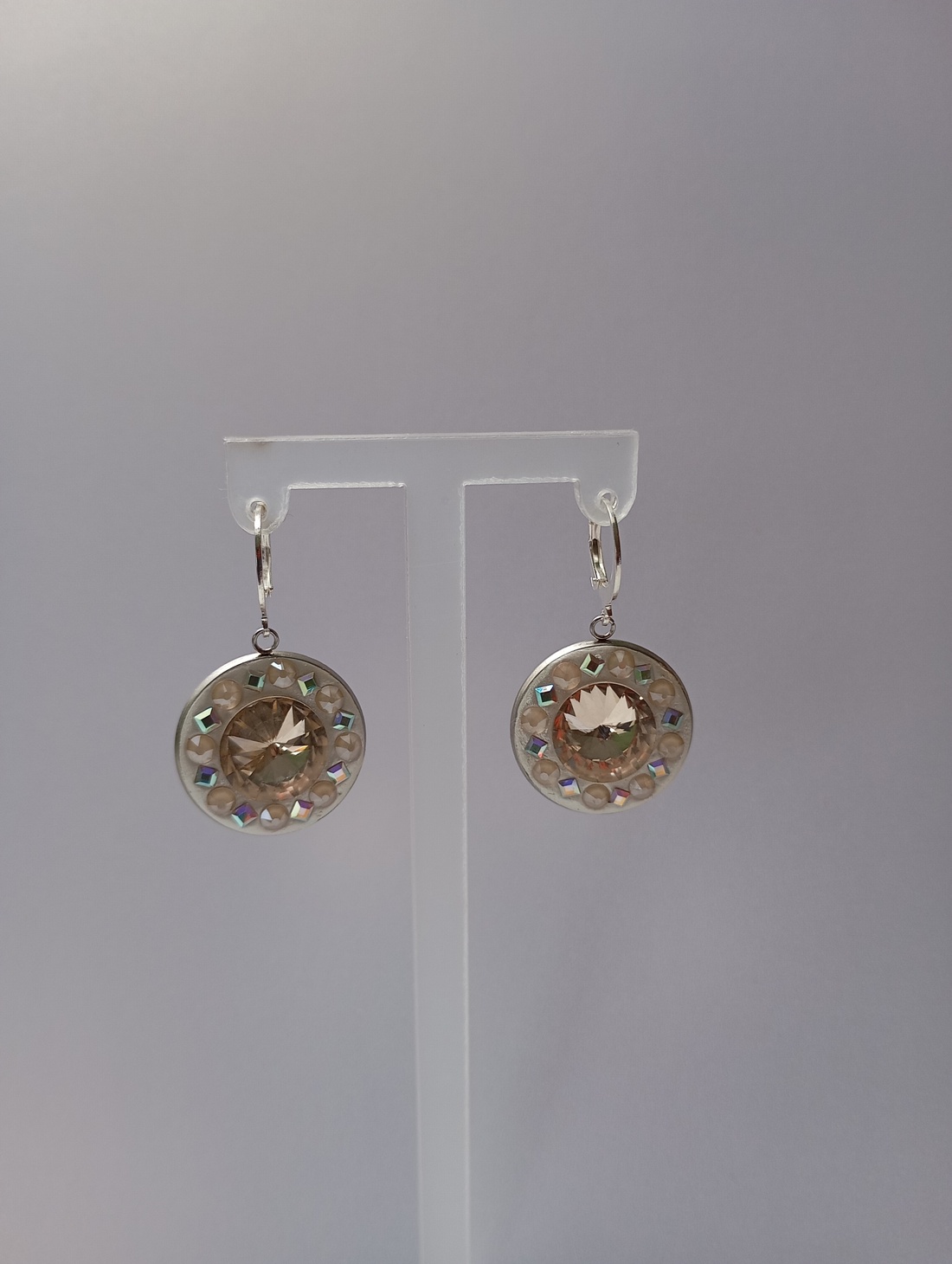 Cercei cu cristale Preciosa si tortite placate cu argint - bijuterii - cercei - cercei din mărgele - Artynos.ro