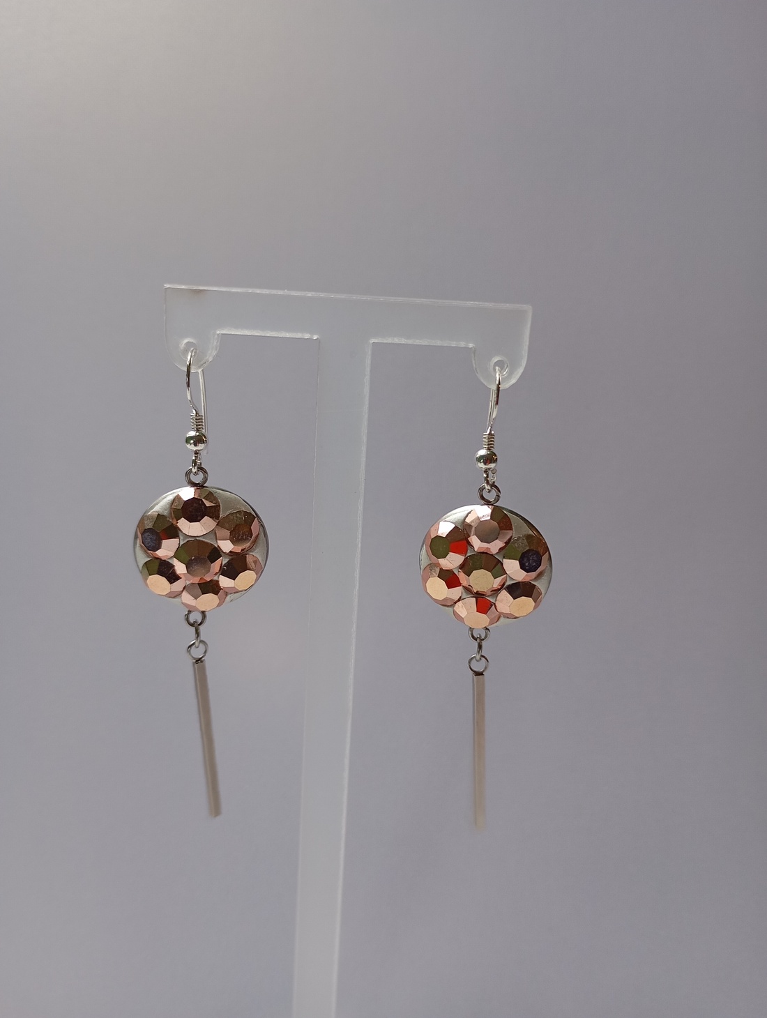 Cercei cu cristale Preciosa Roze Blush si tortite placate cu argint - bijuterii - cercei - cercei din mărgele - Artynos.ro