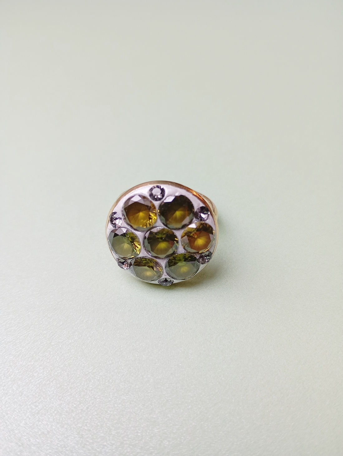 Inel cu Peridot slefuit si cristale Swarovski Black Diamond - bijuterii - inele - inele cu pietre semiprețioase - Artynos.ro