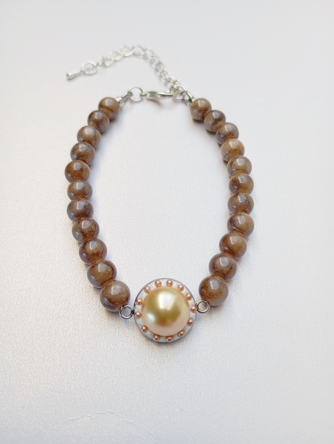 Bratara cu perle Swarovski si pietre Calcedonie 6mm - bijuterii - brățări - brățări din mărgele - Artynos.ro