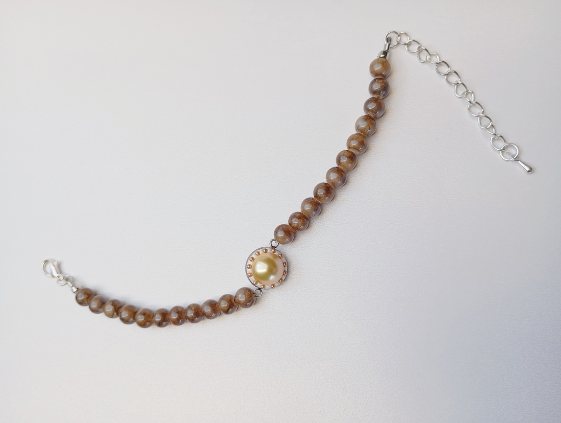 Bratara cu perle Swarovski si pietre Calcedonie 6mm - bijuterii - brățări - brățări din mărgele - Artynos.ro