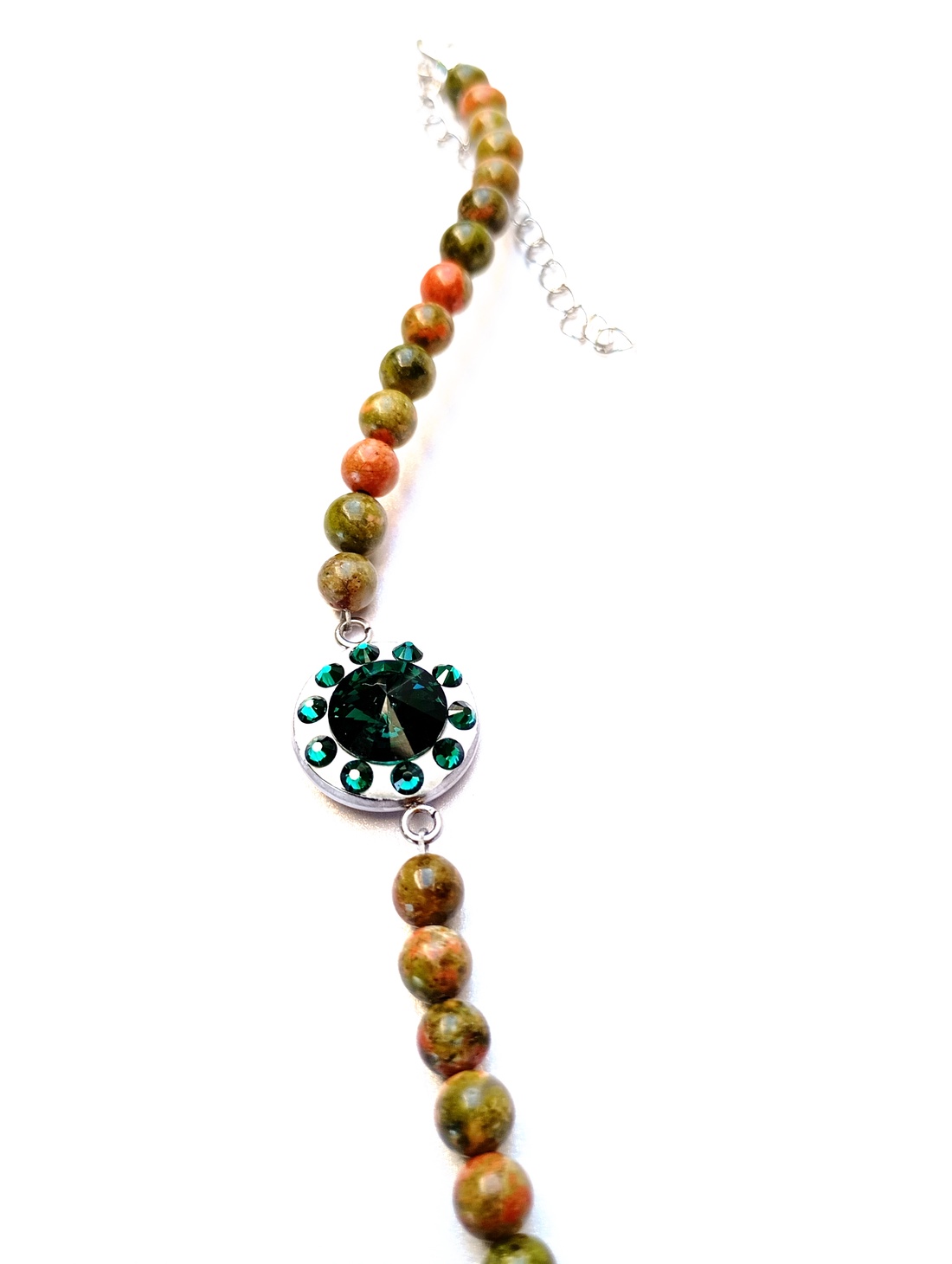 Bratara cu Unakite 5mm si cristale Swarovski Smarald - bijuterii - brățări - brățări din pietre semiprețioase - Artynos.ro