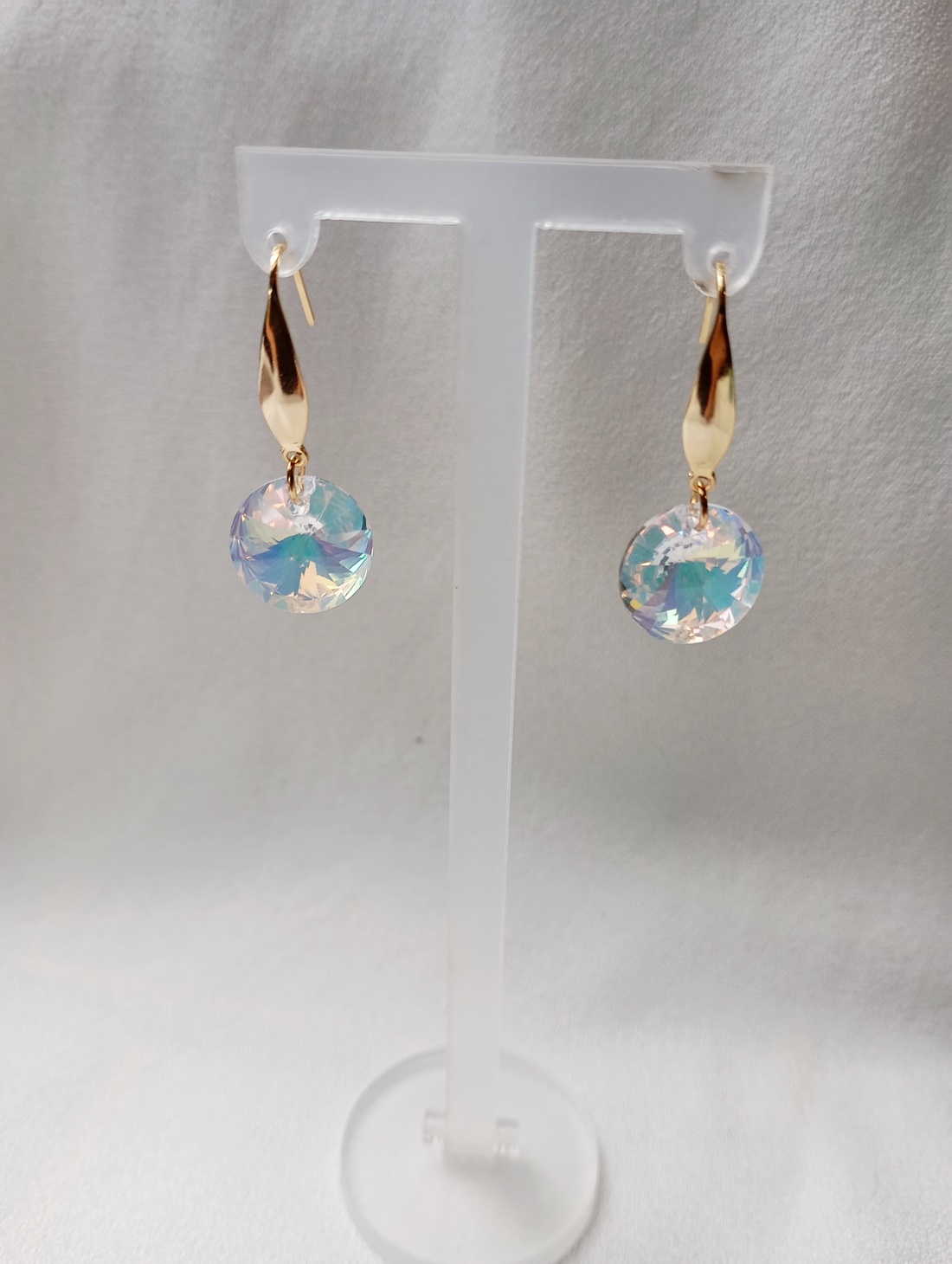 Cercei cu cristal Preciosa 14mm si tortite placate cu aur 18K - bijuterii - cercei - cercei din mărgele - Artynos.ro