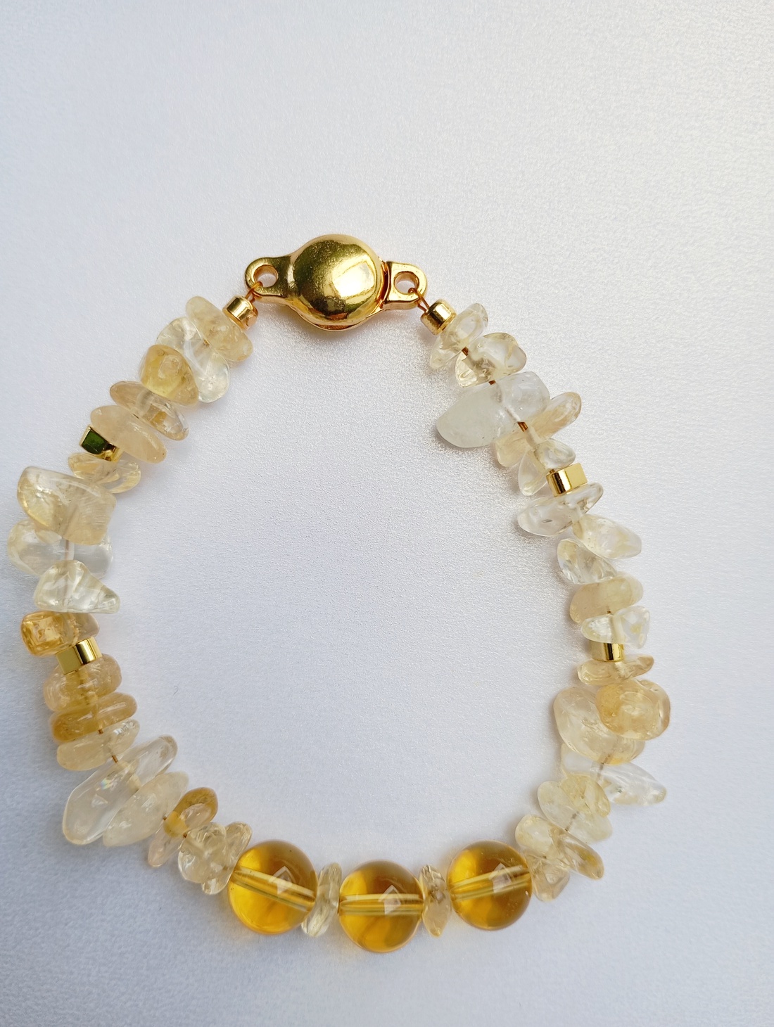 Bratara cu Citrin si Hematit placat cu aur 24K - bijuterii - brățări - brățări din pietre semiprețioase - Artynos.ro