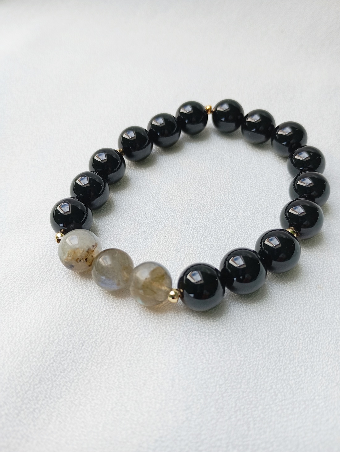 Bratara barbateasca cu Onix si Labradorit - bijuterii - brățări - brățări din pietre semiprețioase - Artynos.ro