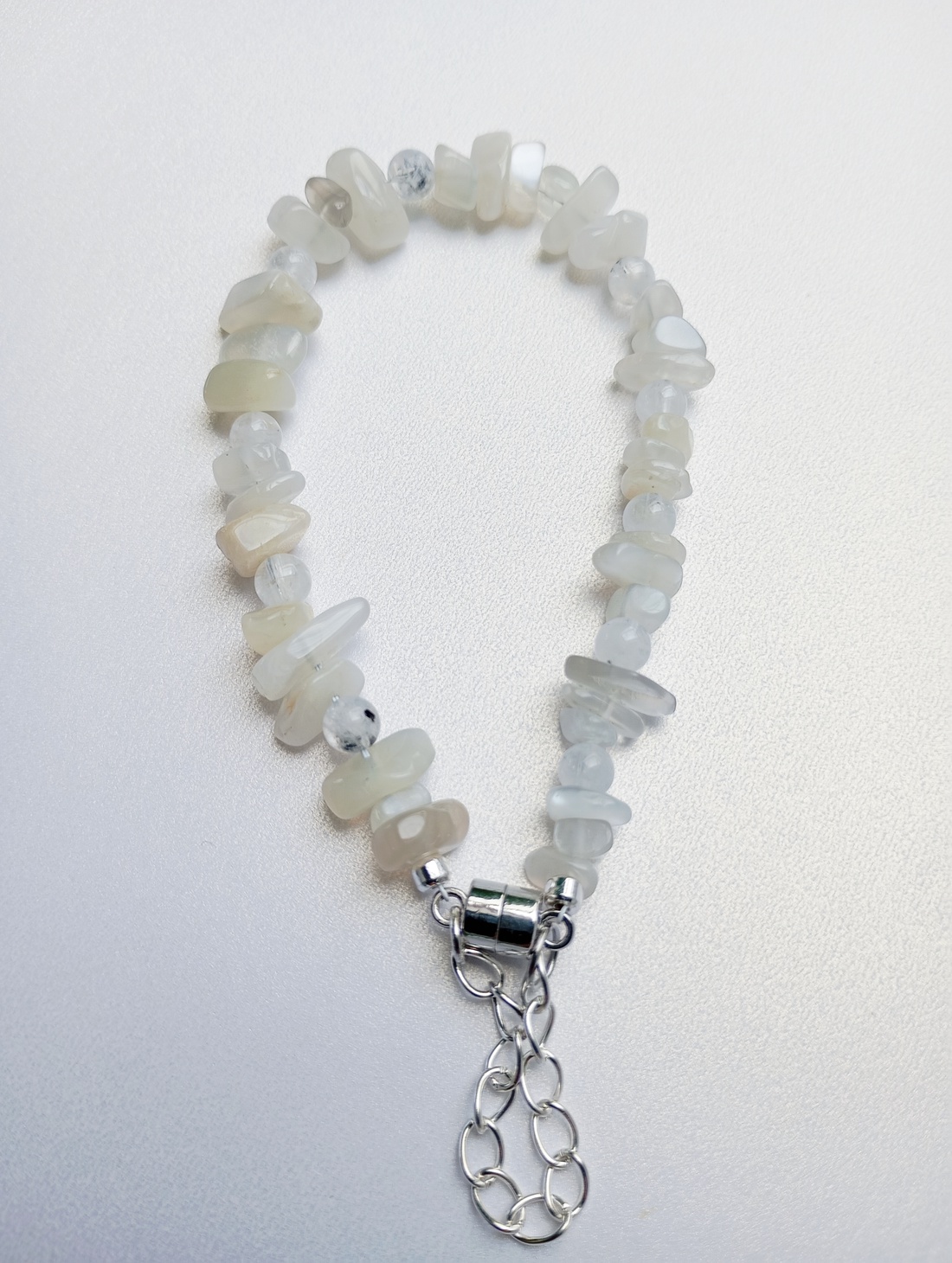 Bratara cu Piatra Lunii chipsuri si Cuart rutilat  - bijuterii - brățări - brățări din pietre semiprețioase - Artynos.ro