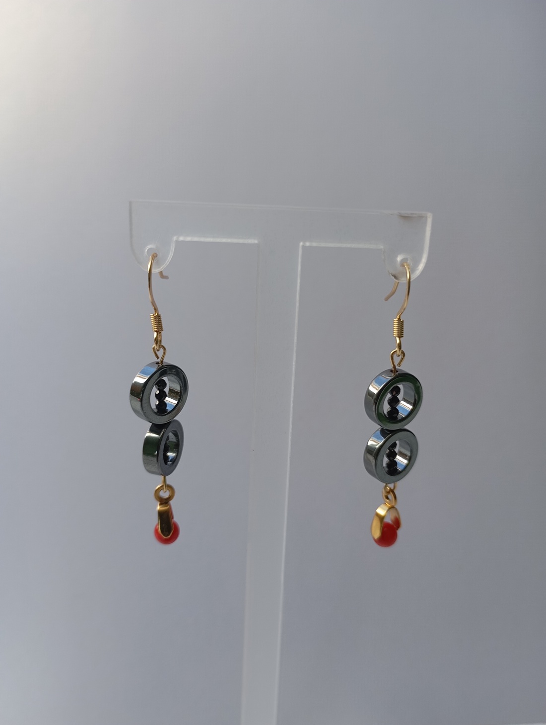 Set cu Coral rosu, Spinel si Hematit negru - bijuterii - seturi de bijuterii - Artynos.ro