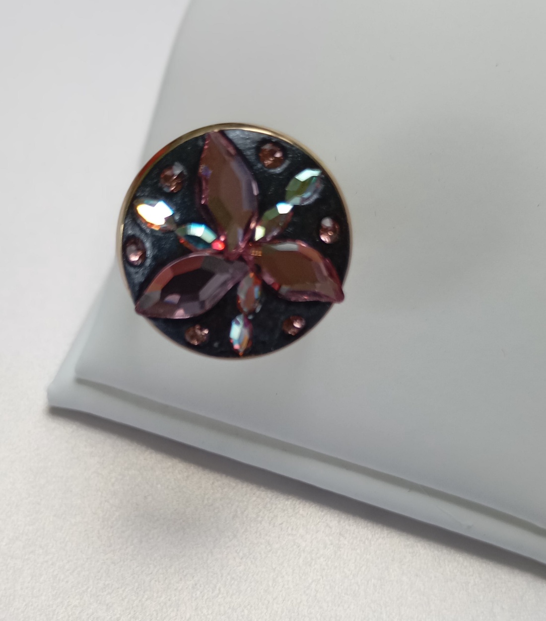 Inel placat cu aur 18K si cristale Swarovski Light Rose, tineresc, delicat - bijuterii - inele - inele statement - Artynos.ro
