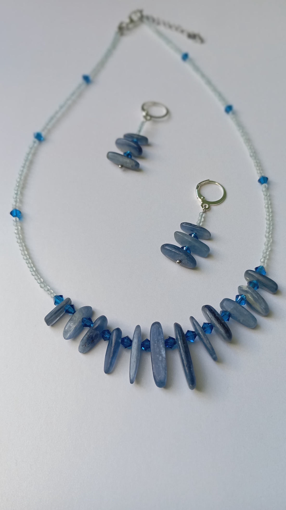 Set albastru energizant cu Kyanit, Topaz si Swarovski - bijuterii - seturi de bijuterii - Artynos.ro