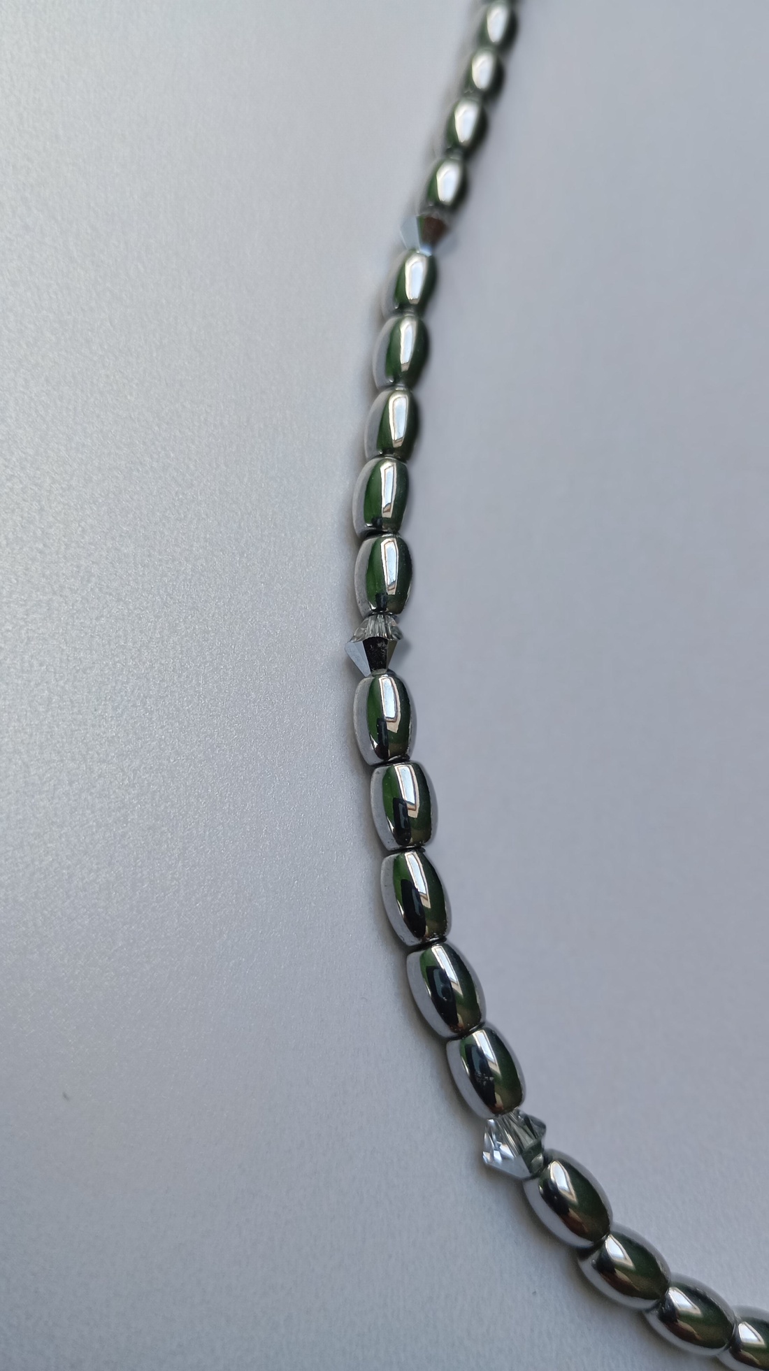 Colier elegant cu Hematit bob si Swarovski Argent Flare - bijuterii - coliere - coliere din pietre semiprețioase - Artynos.ro