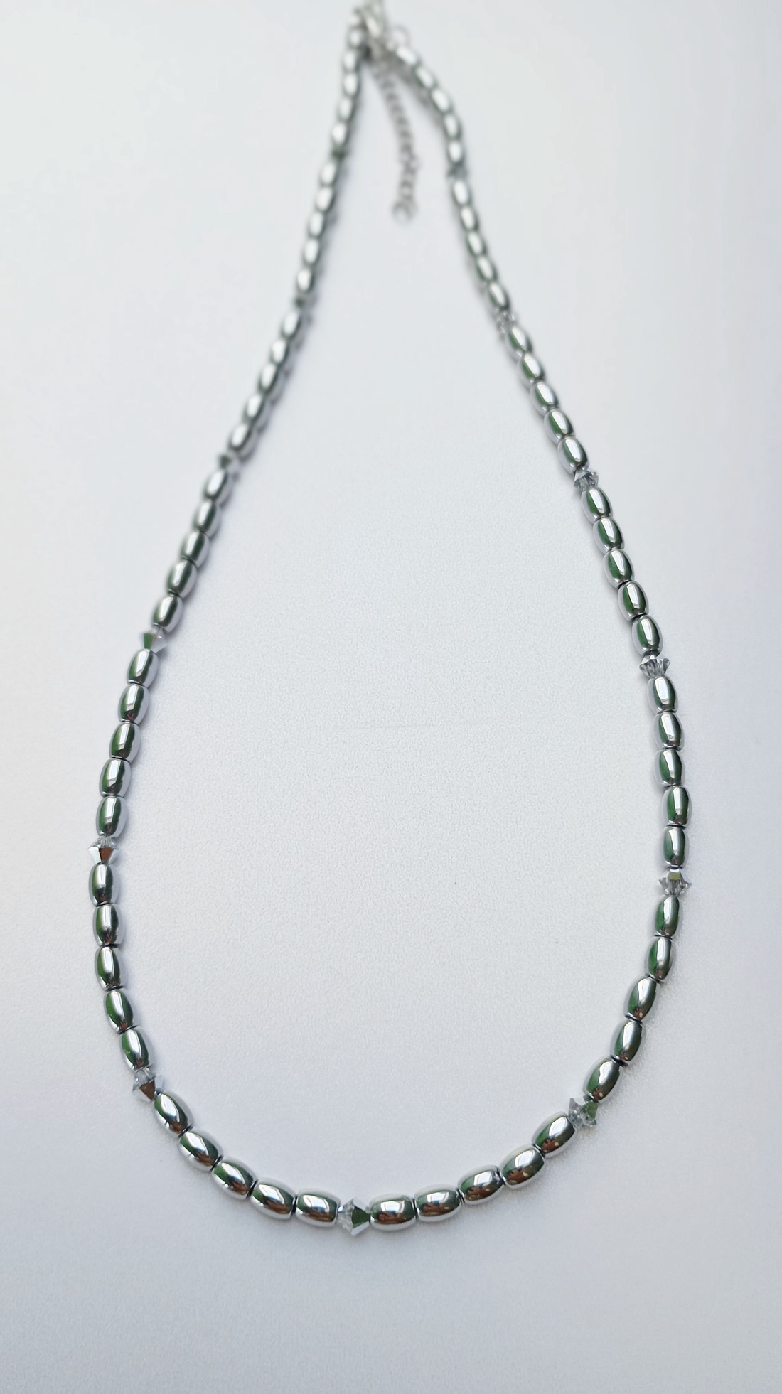 Colier elegant cu Hematit bob si Swarovski Argent Flare - bijuterii - coliere - coliere din pietre semiprețioase - Artynos.ro