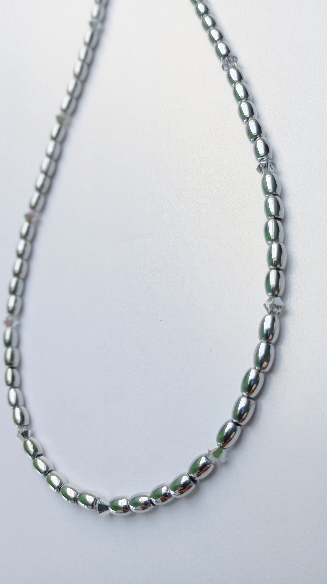 Colier elegant cu Hematit bob si Swarovski Argent Flare - bijuterii - coliere - coliere din pietre semiprețioase - Artynos.ro