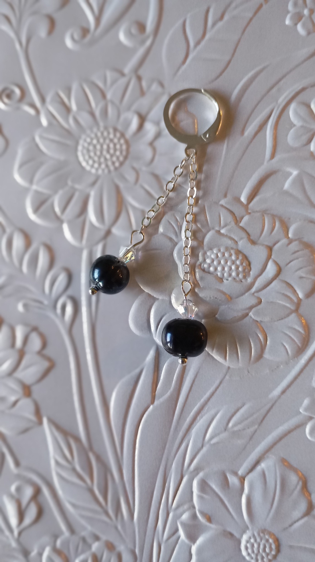 Cercei Perle negre si cristale Swarovski - bijuterii - cercei - cercei din perle - Artynos.ro