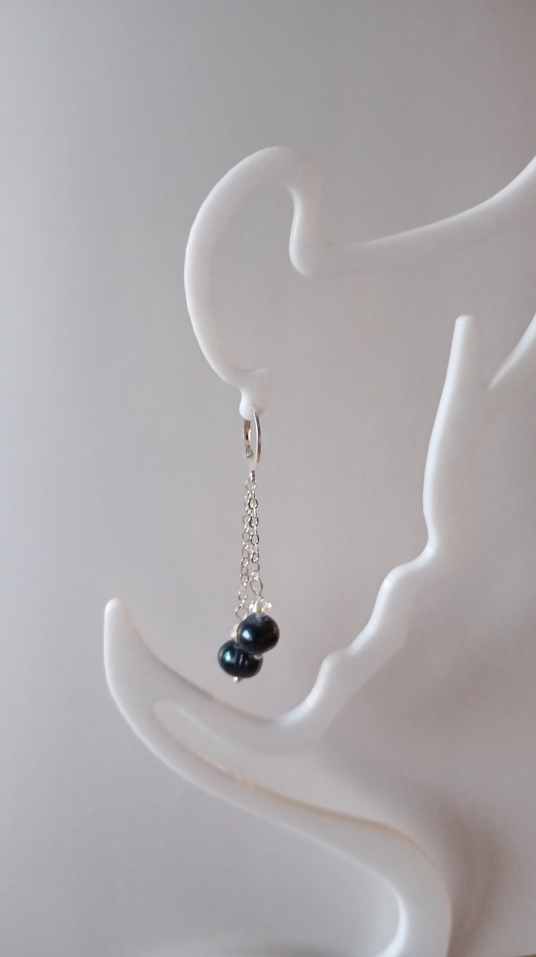 Cercei Perle negre si cristale Swarovski - bijuterii - cercei - cercei din perle - Artynos.ro