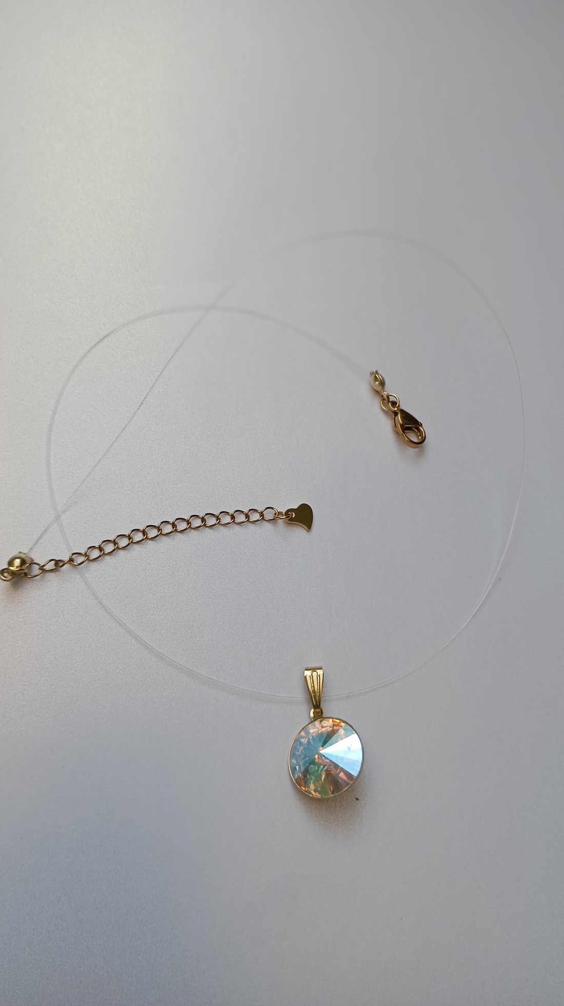 Colier cu Swarovski 14mm Silk Shimmer pe fir transparent - bijuterii - coliere - coliere cu pandative - Artynos.ro