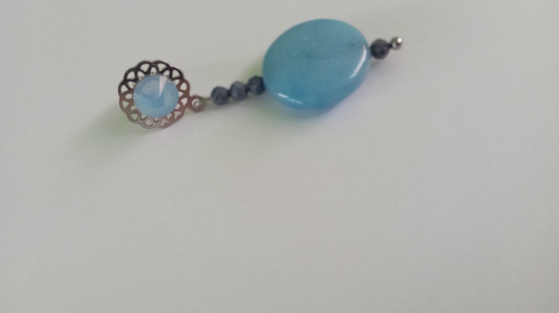 Cercei albastri cer senin cu Calcedonie, Safir si Swarovski - bijuterii - cercei - cercei din pietre semiprețioase - Artynos.ro