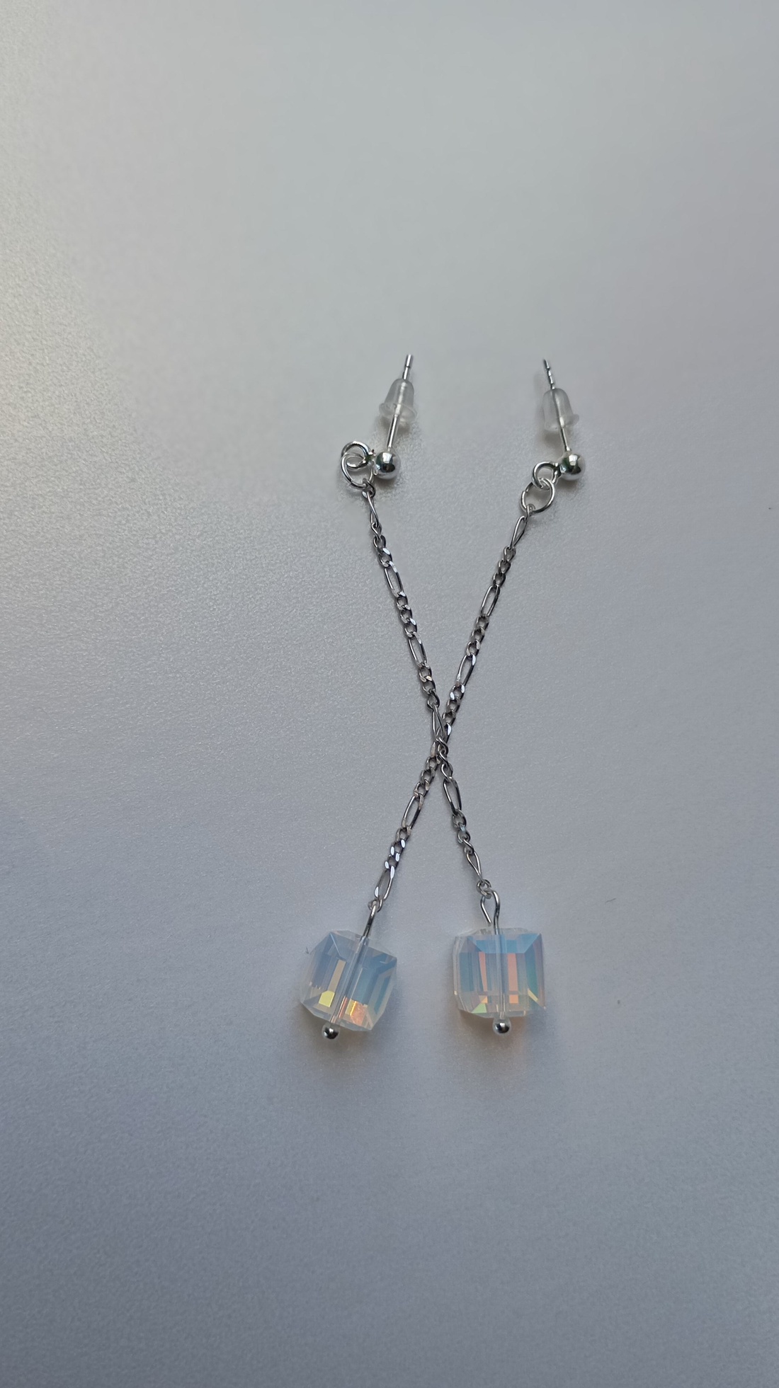 Ceri din argint cu Swarovski Cube Aurore Boreale - bijuterii - cercei - cercei din argint - Artynos.ro