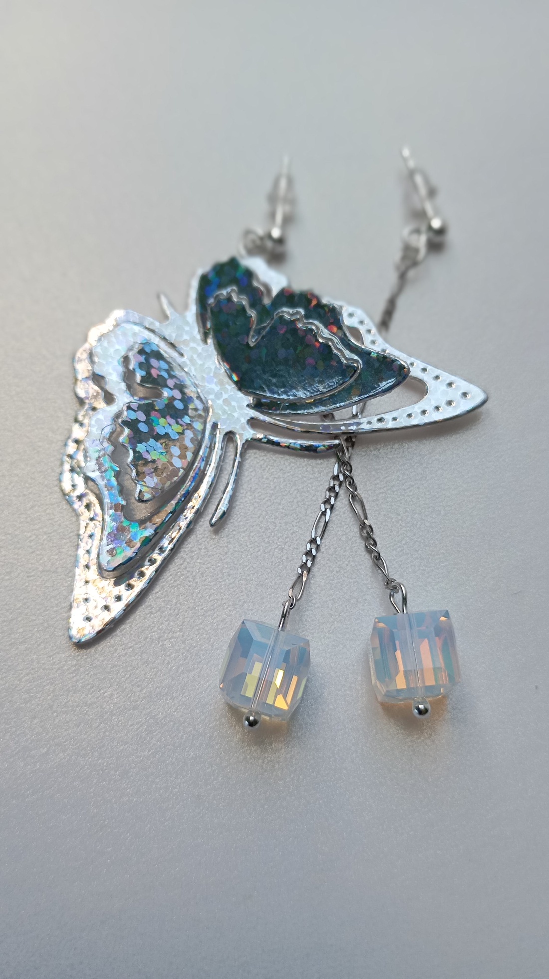 Ceri din argint cu Swarovski Cube Aurore Boreale - bijuterii - cercei - cercei din argint - Artynos.ro