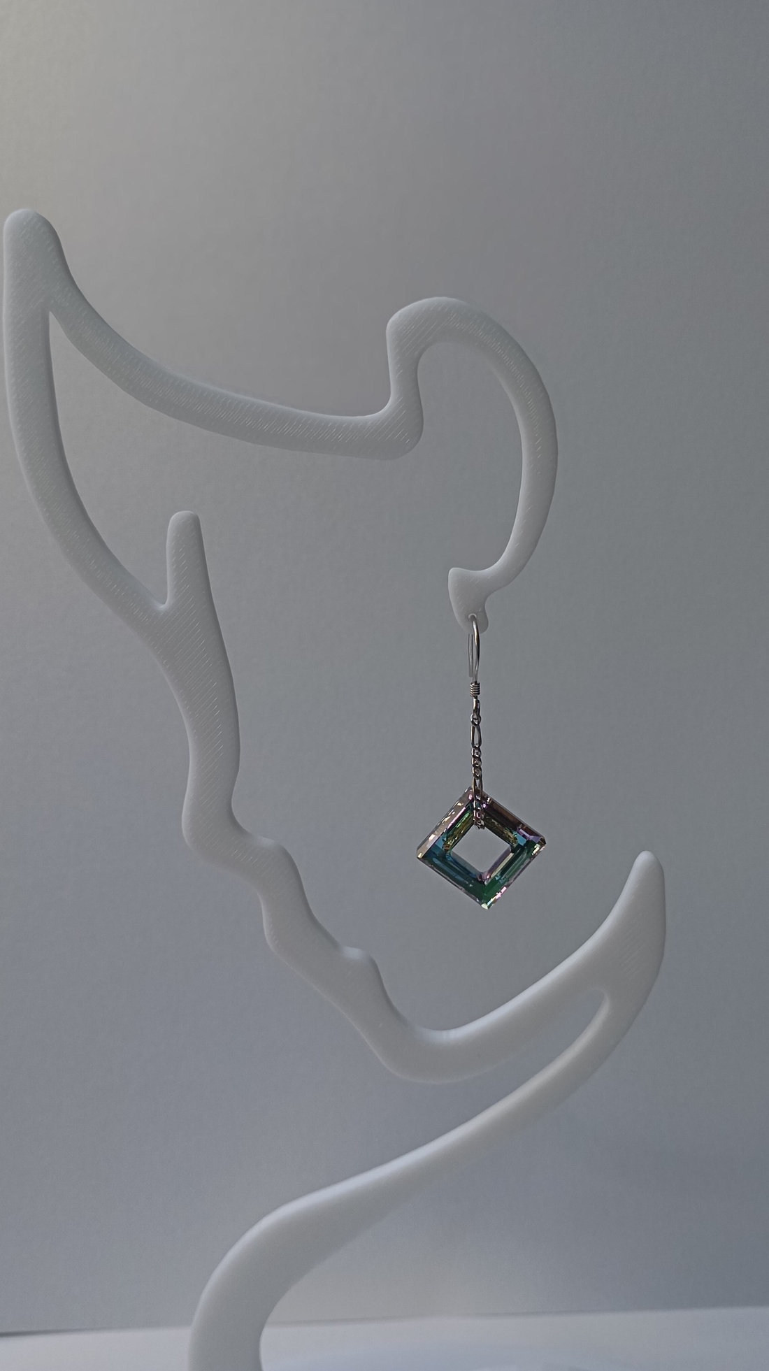 Cercei din argint si Swarovski Square Ring Vitrail Light - bijuterii - cercei - cercei din argint - Artynos.ro