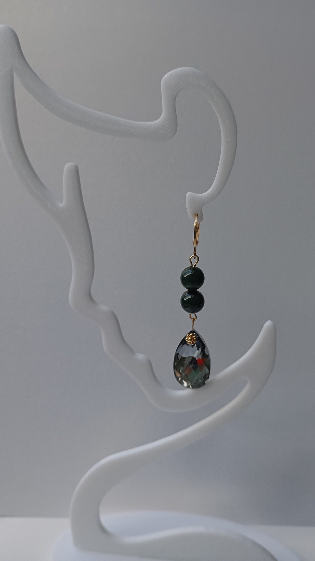 Cercei cu perle Preciosa si Swarovski Pear Light Chrome, 5.5 cm - bijuterii - cercei - cercei din mărgele - Artynos.ro