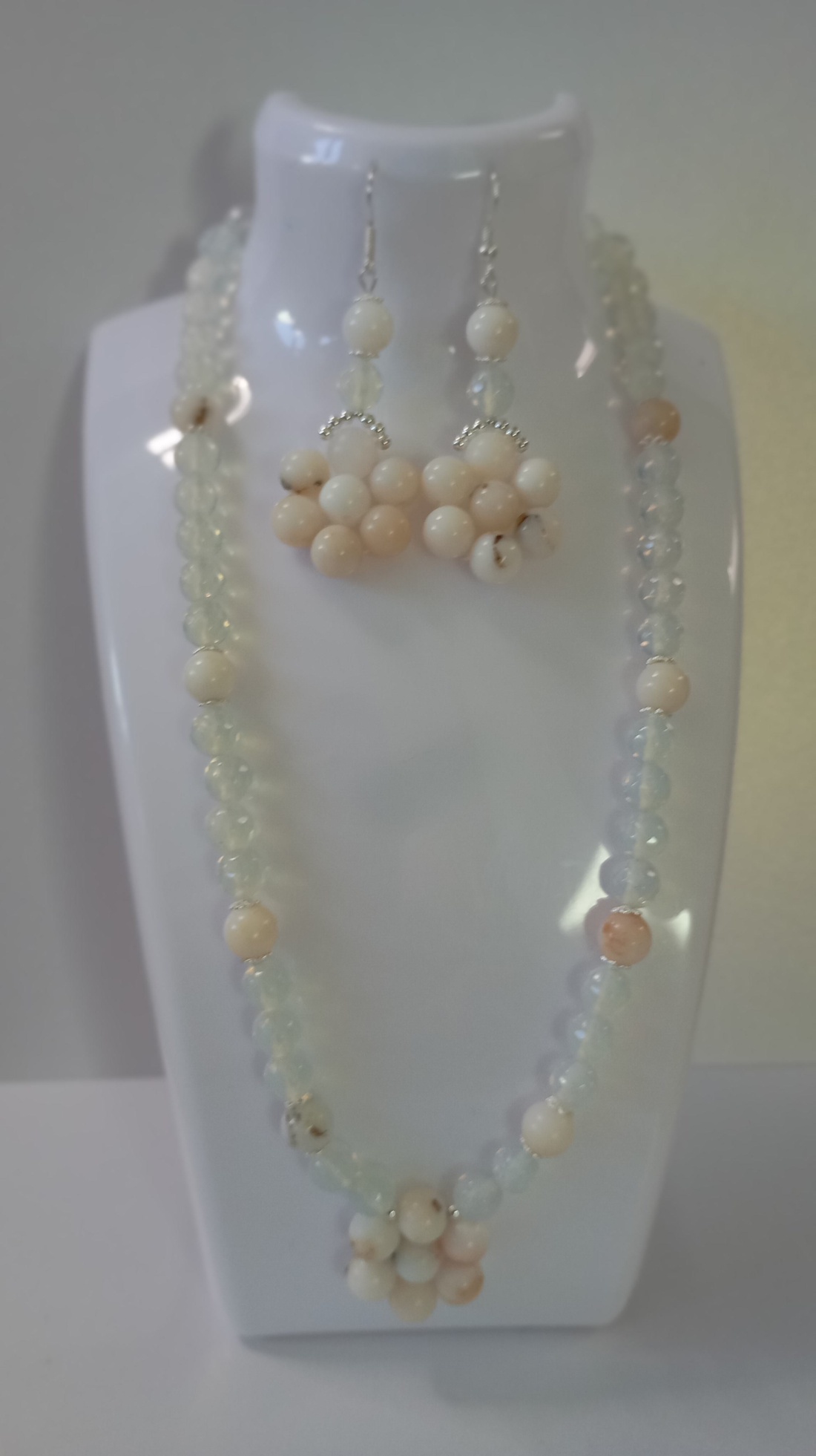 Set Opal alb african  8mm si argint - bijuterii - seturi de bijuterii - Artynos.ro