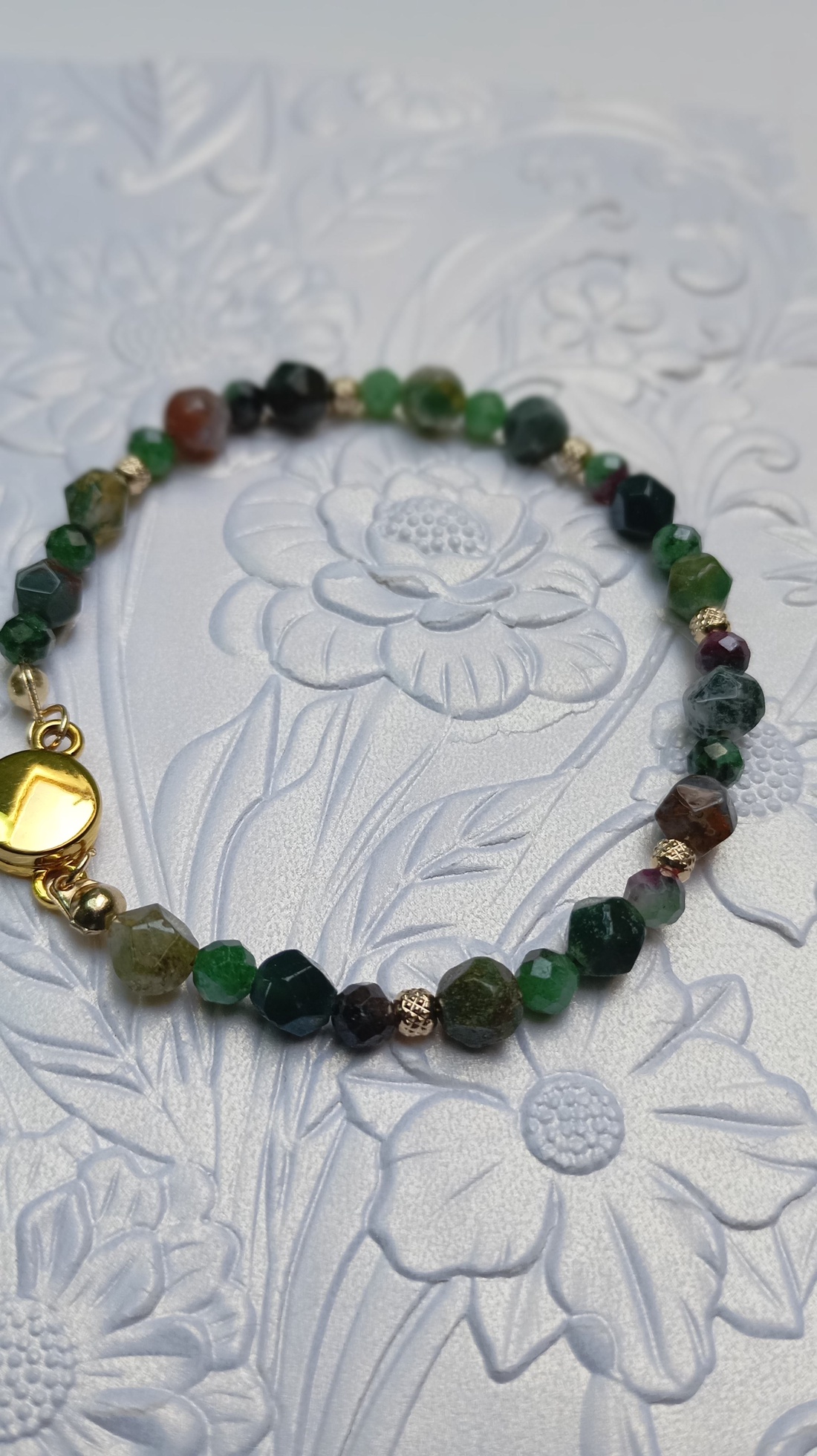 Bratara Agate indiene si Zoizit cu inchidere magnetica - bijuterii - brățări - brățări din pietre semiprețioase - Artynos.ro