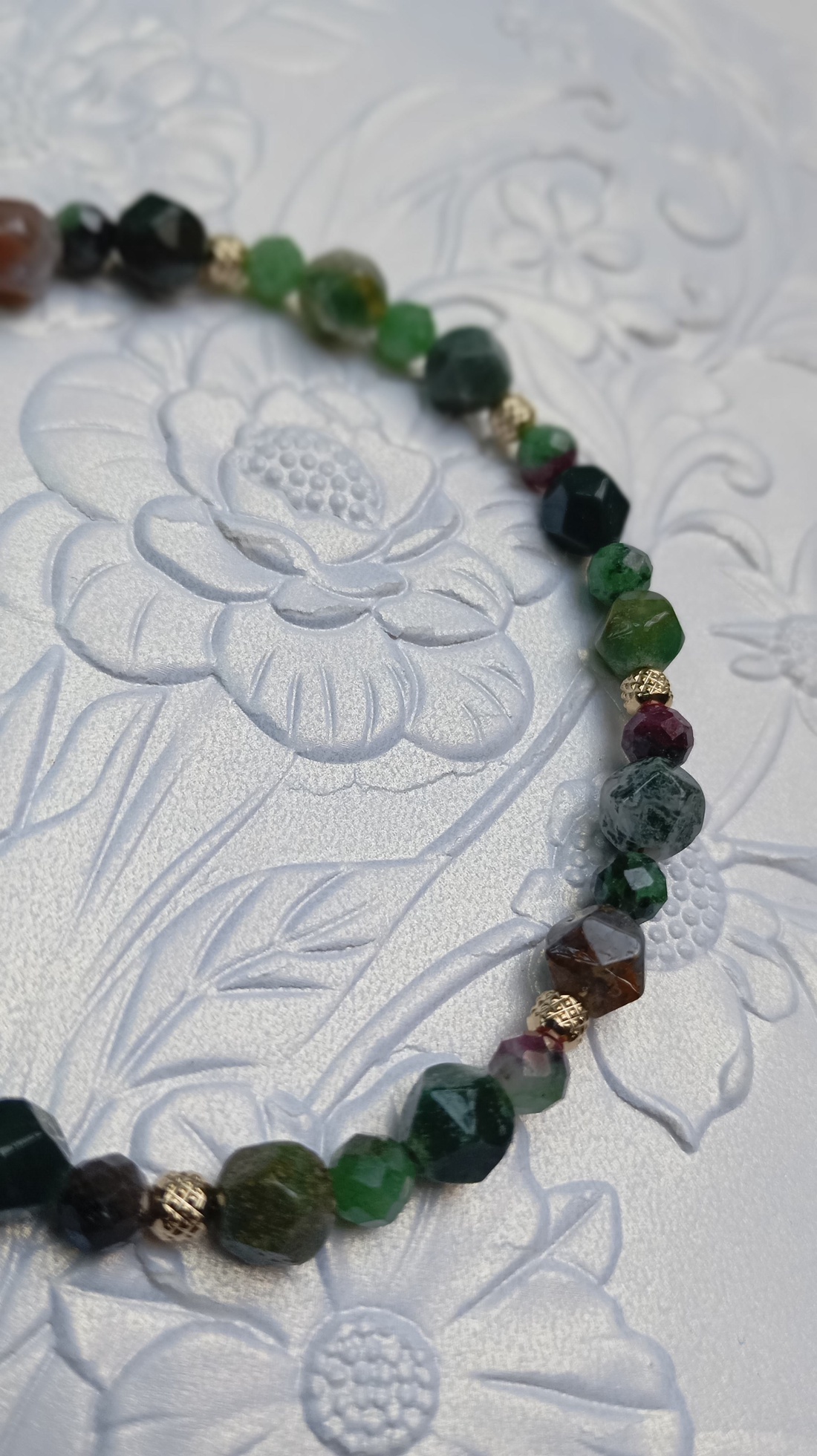 Bratara Agate indiene si Zoizit cu inchidere magnetica - bijuterii - brățări - brățări din pietre semiprețioase - Artynos.ro