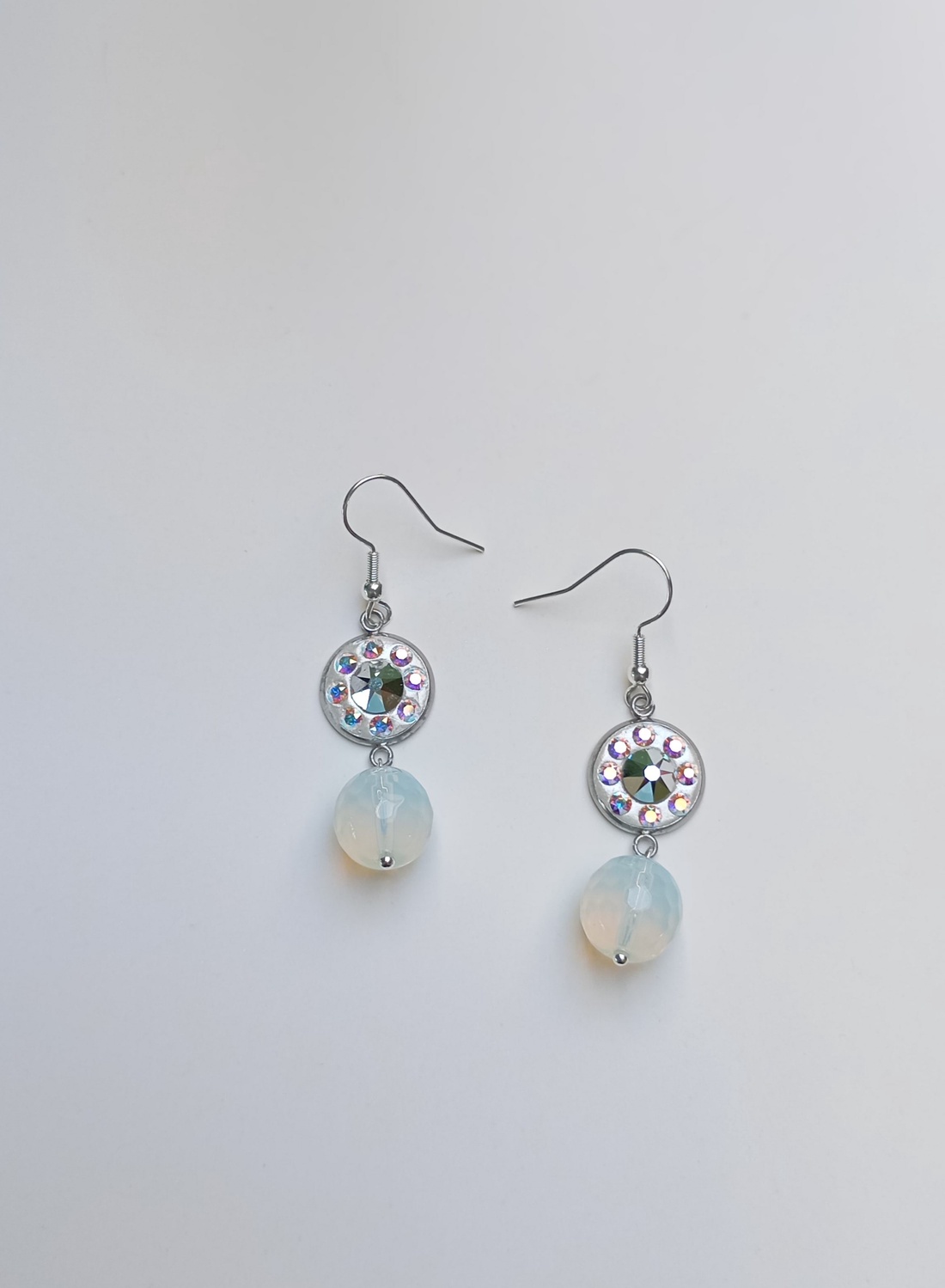 Cercei Opalit fatetat si cristale Swarovski - bijuterii - cercei - cercei din pietre semiprețioase - Artynos.ro